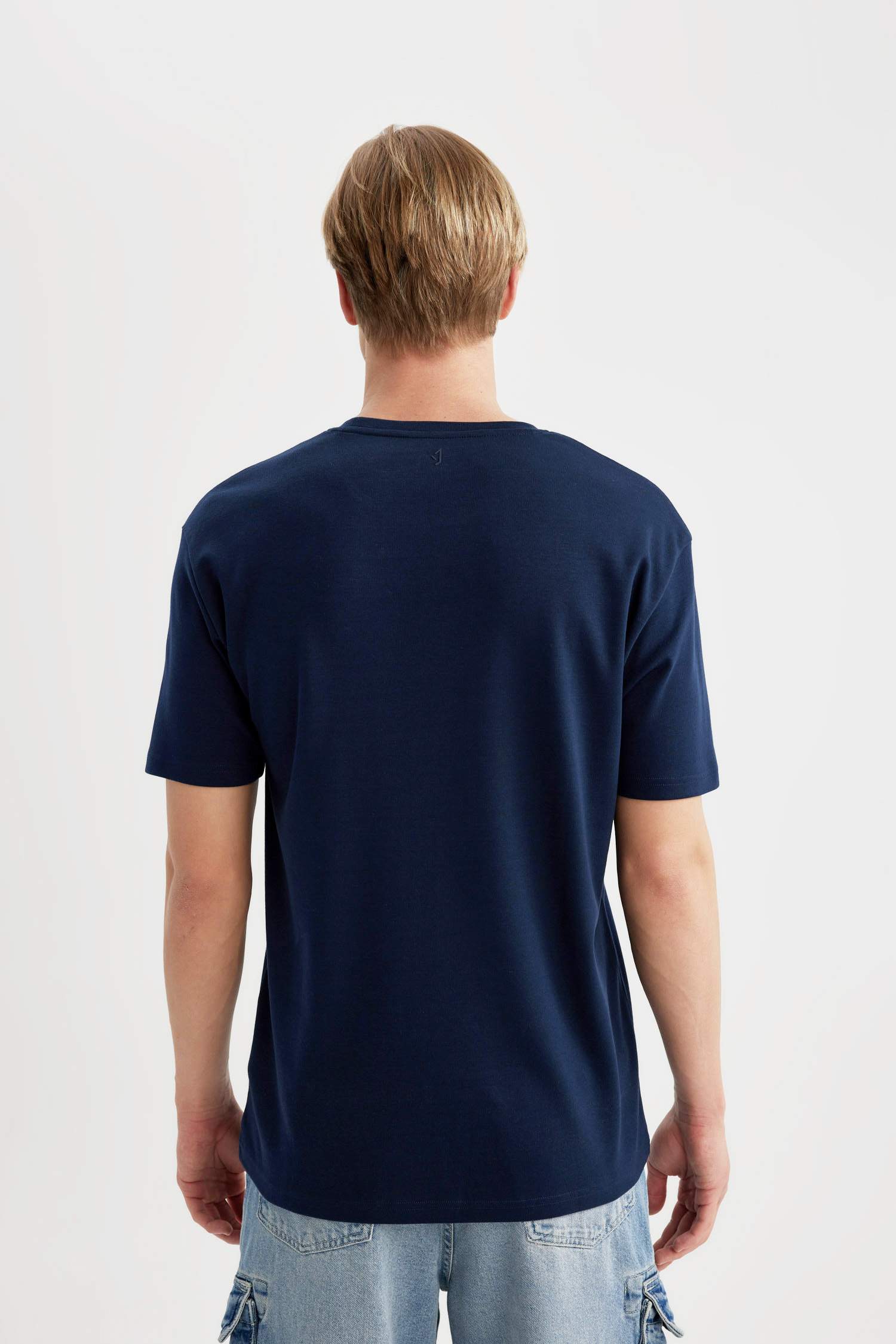 Regular Fit Bisiklet Yaka Baskılı Kısa Kollu Ağır Kumaş Tişört