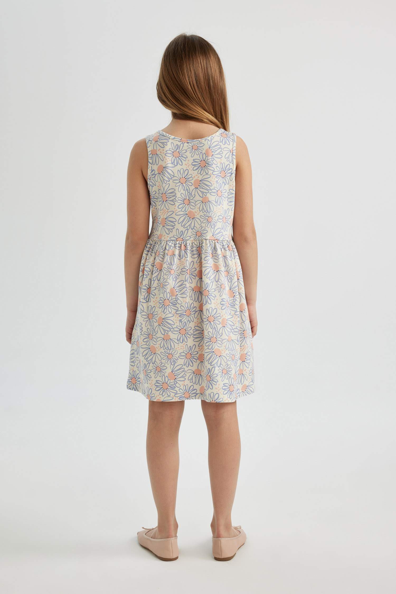 Kız Çocuk Desenli Kolsuz Elbise