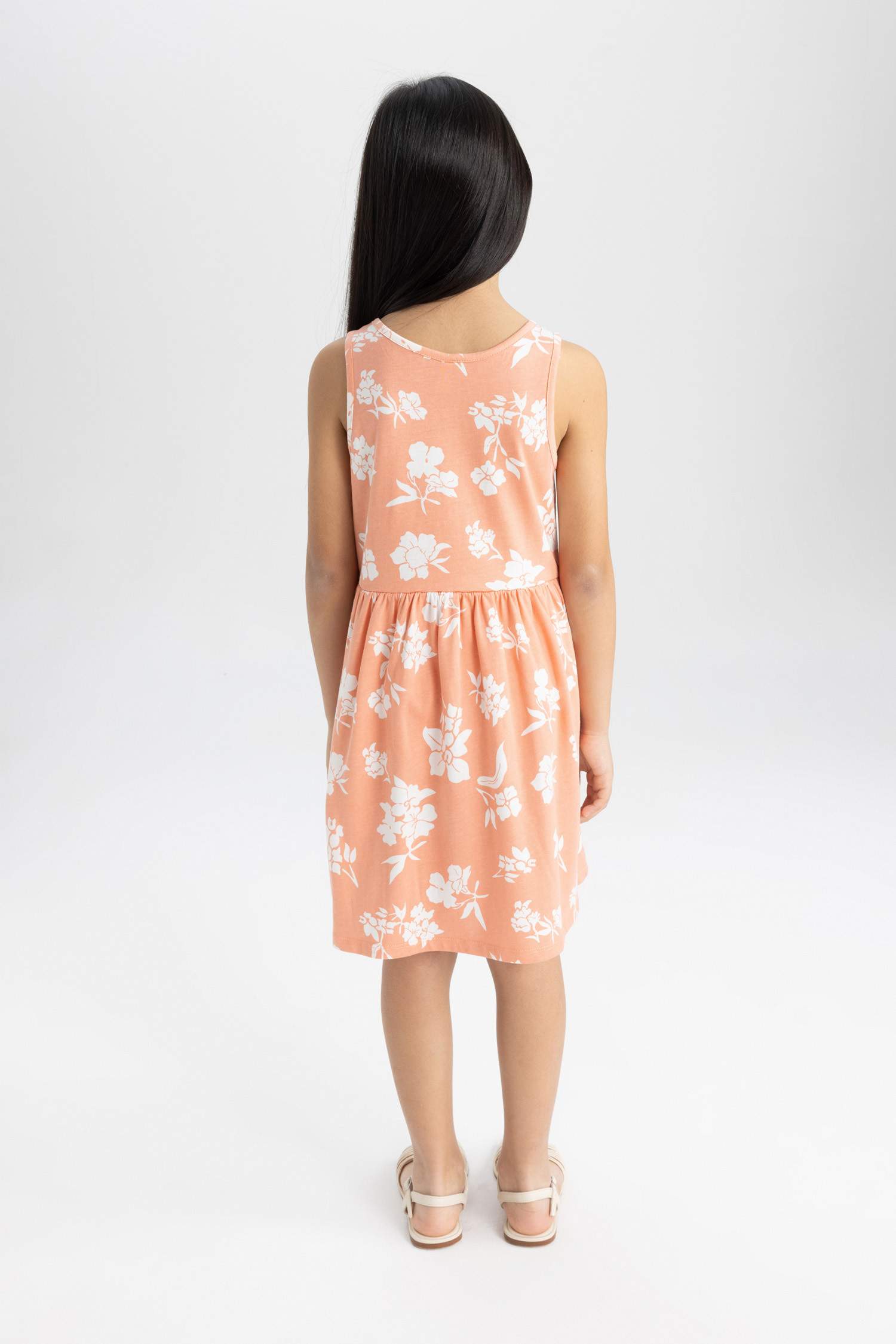 Kız Çocuk Desenli Kolsuz Elbise