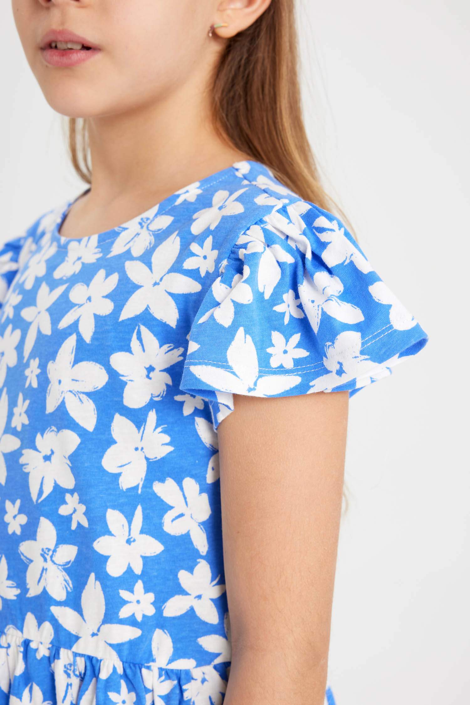 Robe à Manches Courtes à Motif Floral pour Fille