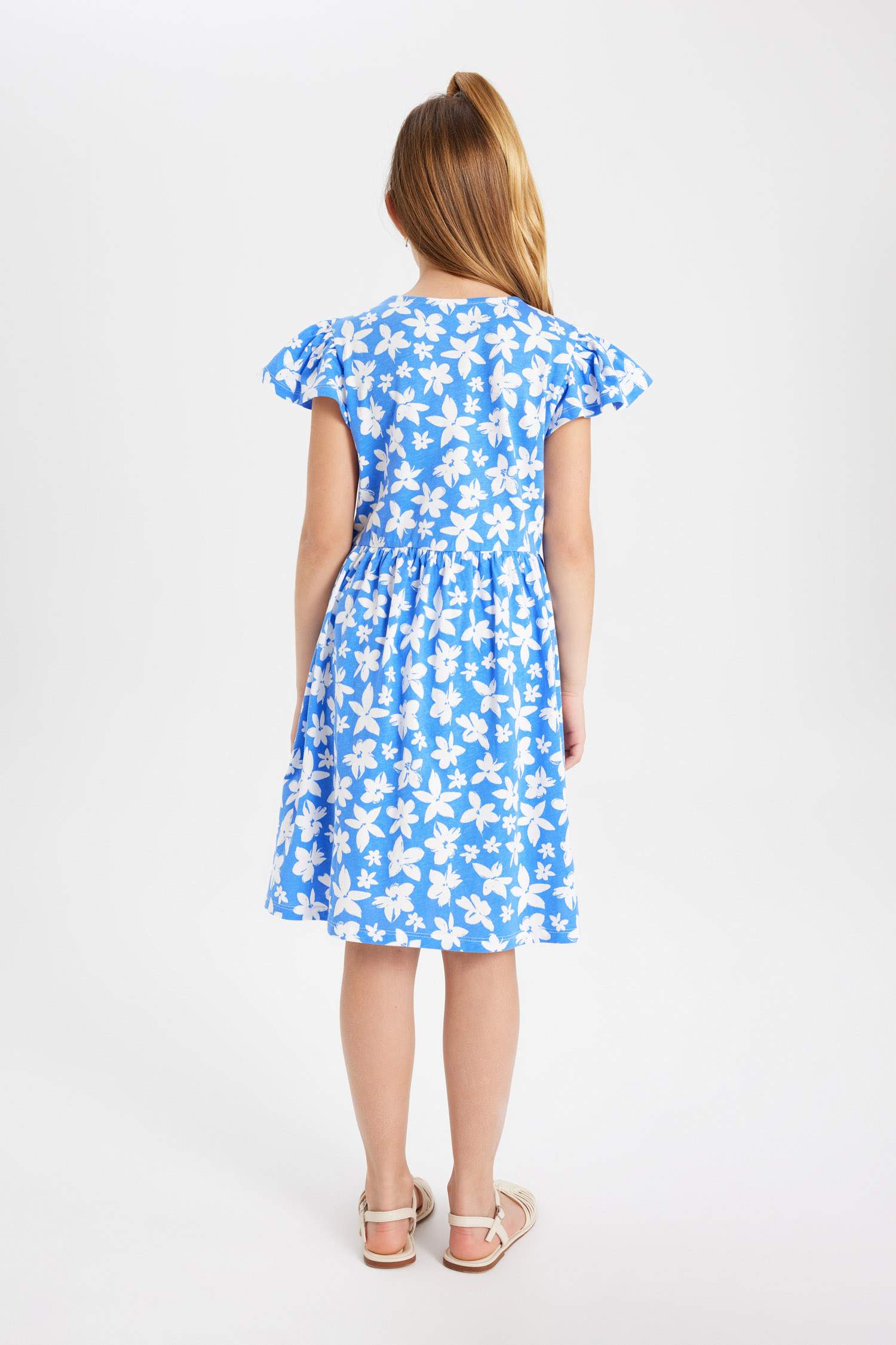 Robe à Manches Courtes à Motif Floral pour Fille