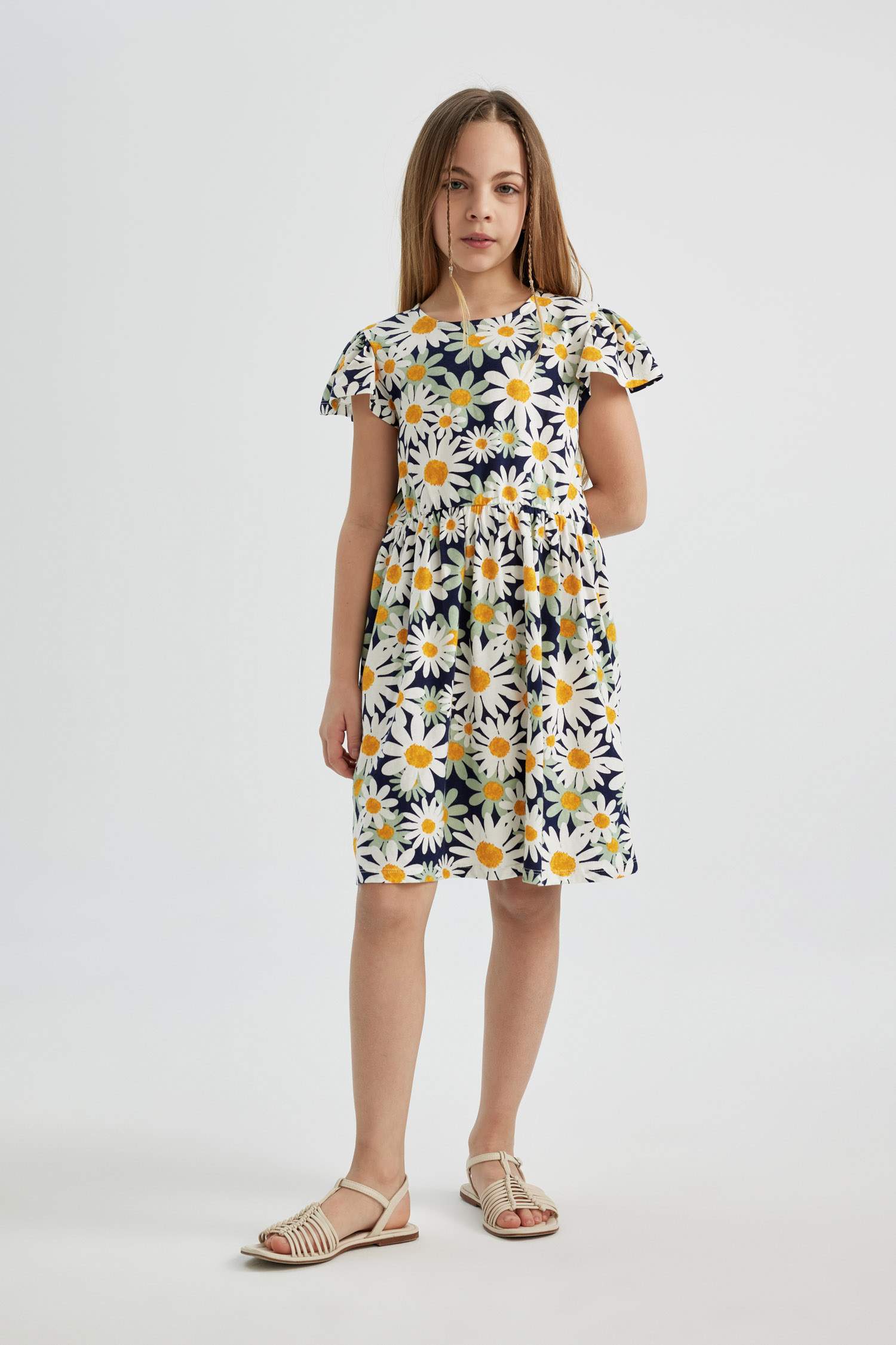 فستان بناتي قصة عادية فلورال