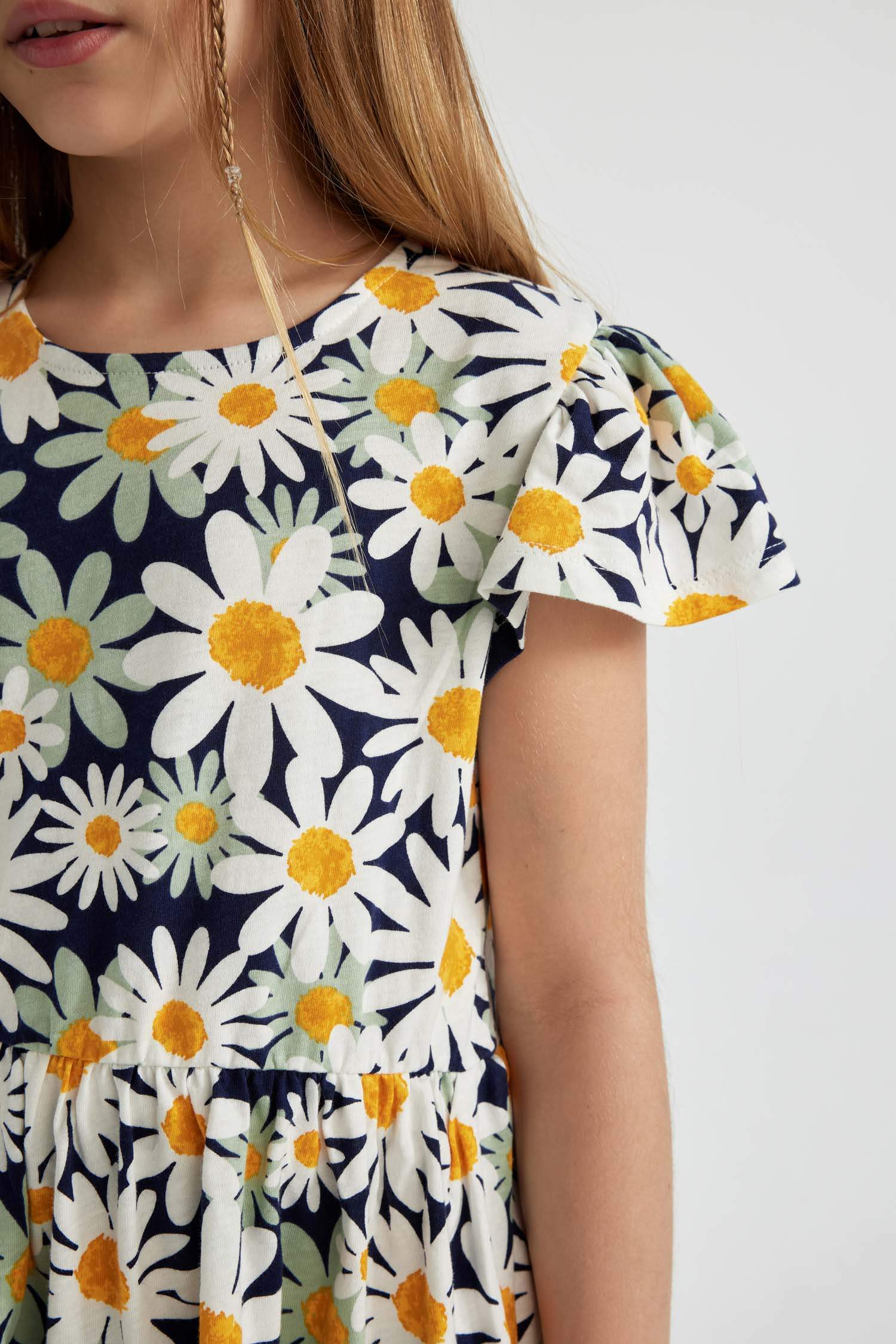 فستان بناتي قصة عادية فلورال