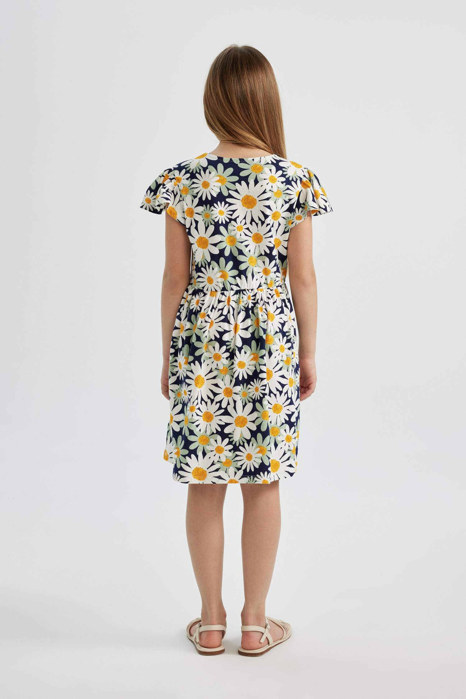 فستان بناتي قصة عادية فلورال