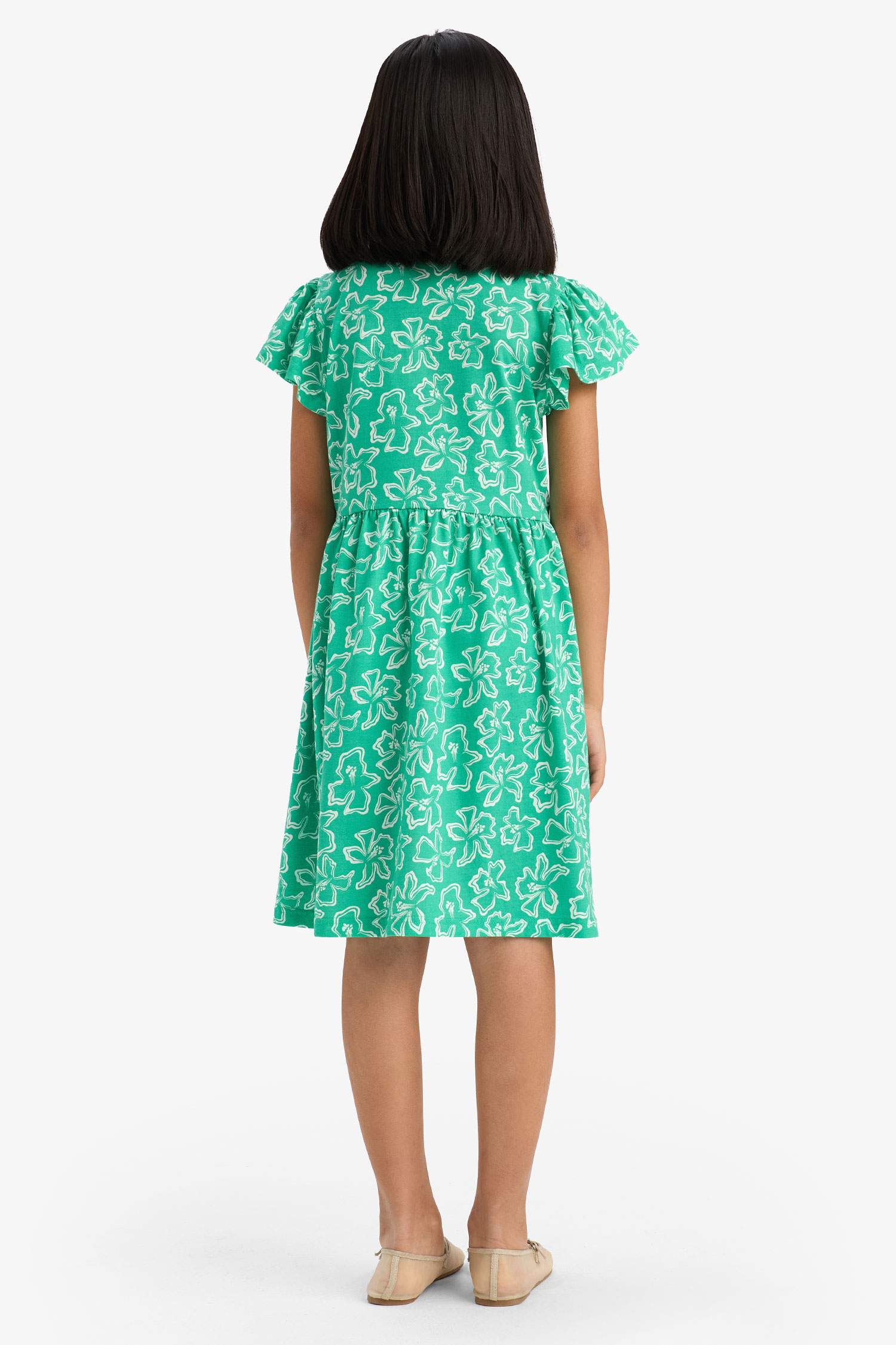 Қыздарға қысқа жеңді Трикотаж көйлек