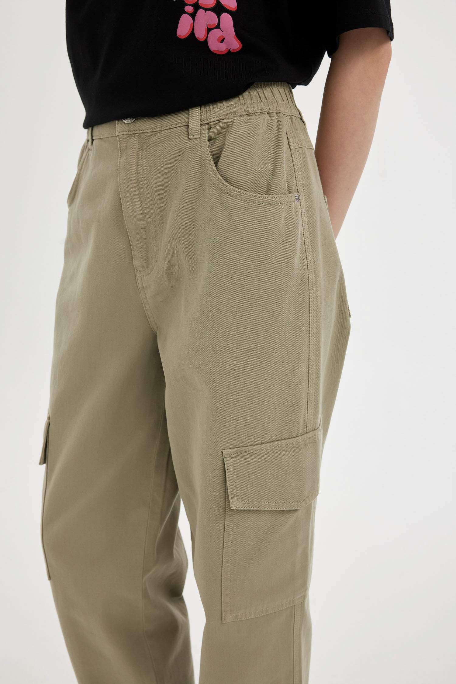 Jogger High Waist Gabardine Cargo Pants