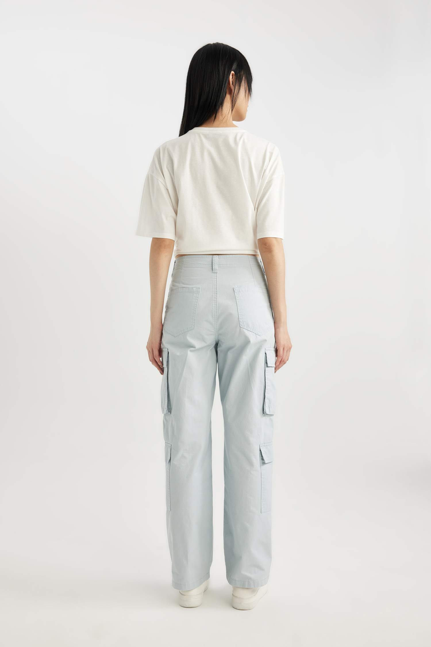 Брюки карго прямого кроя из габардина