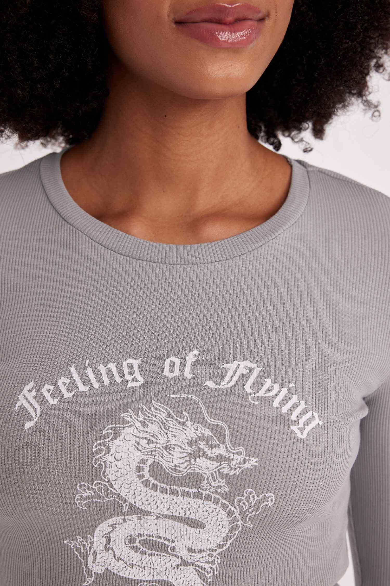 Slim Fit Crew Neck Camisole Long Sleeve T-Shirt