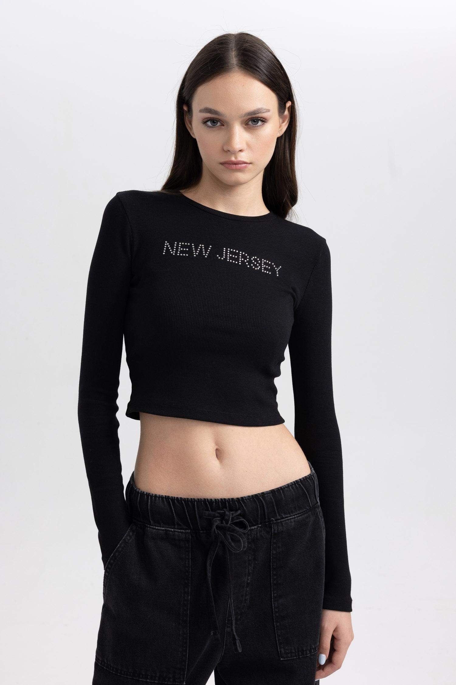 Slim Fit Crew Neck Camisole Long Sleeve T-Shirt