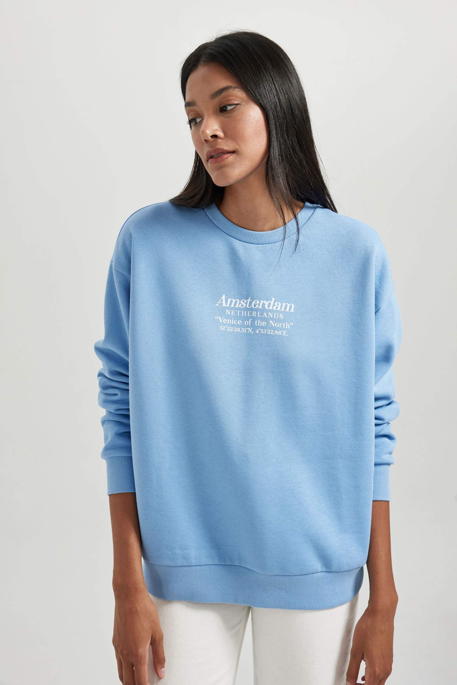 Blue WOMEN Relax Fit Sweatshirt 2941145 | DeFacto