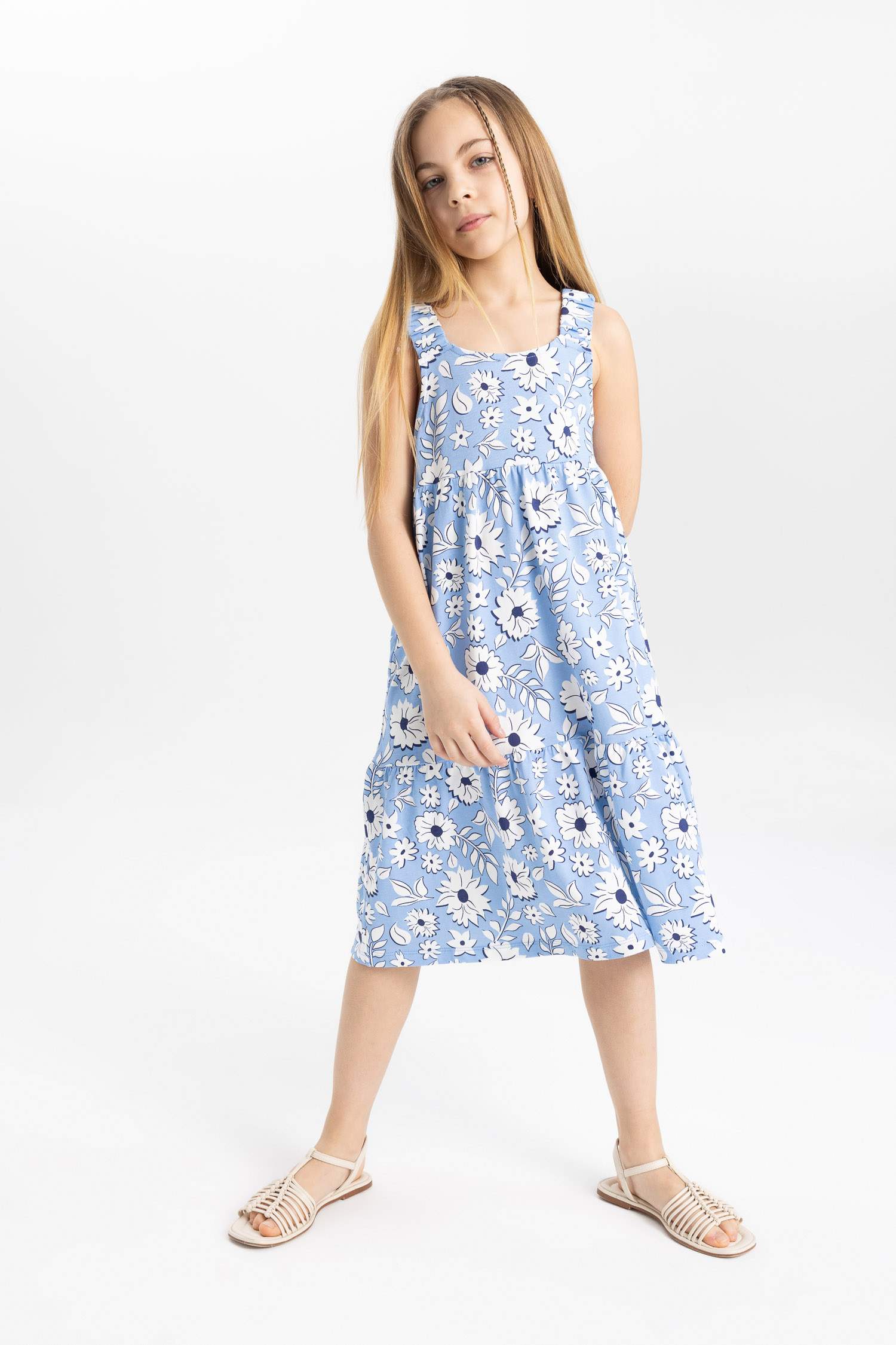 Girl Patterned Cotton Sleeveless Dress