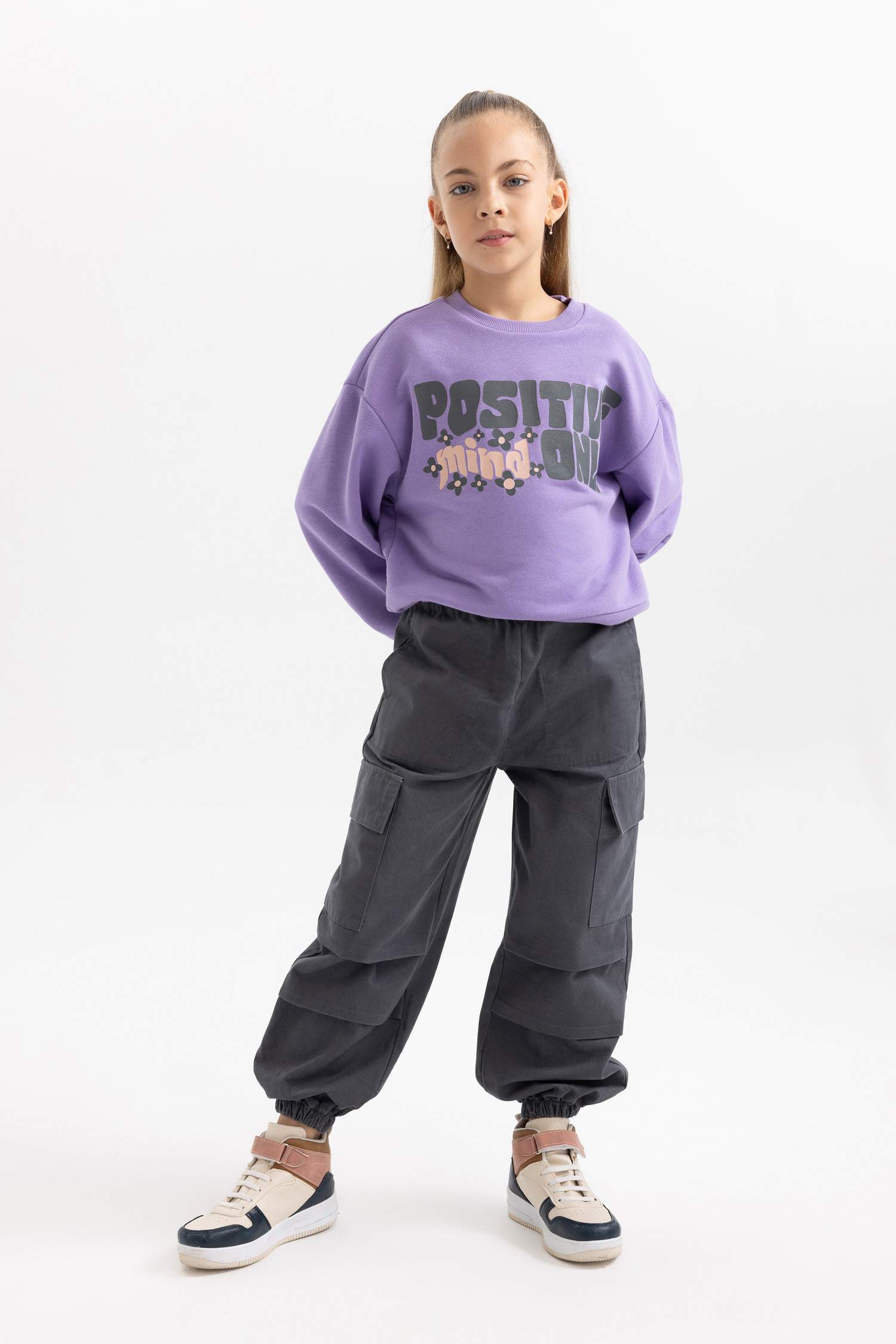 Girl Parachute Cargo Cotton Trousers