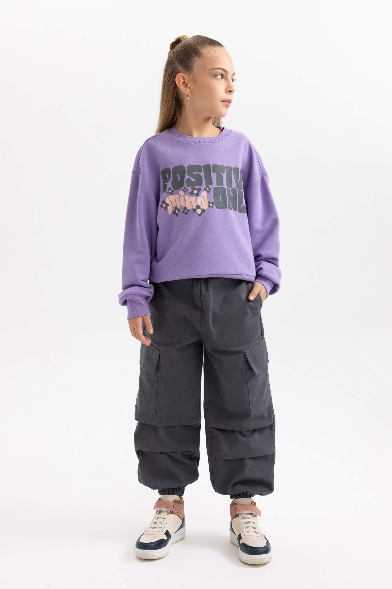 Girl Parachute Cargo Cotton Trousers