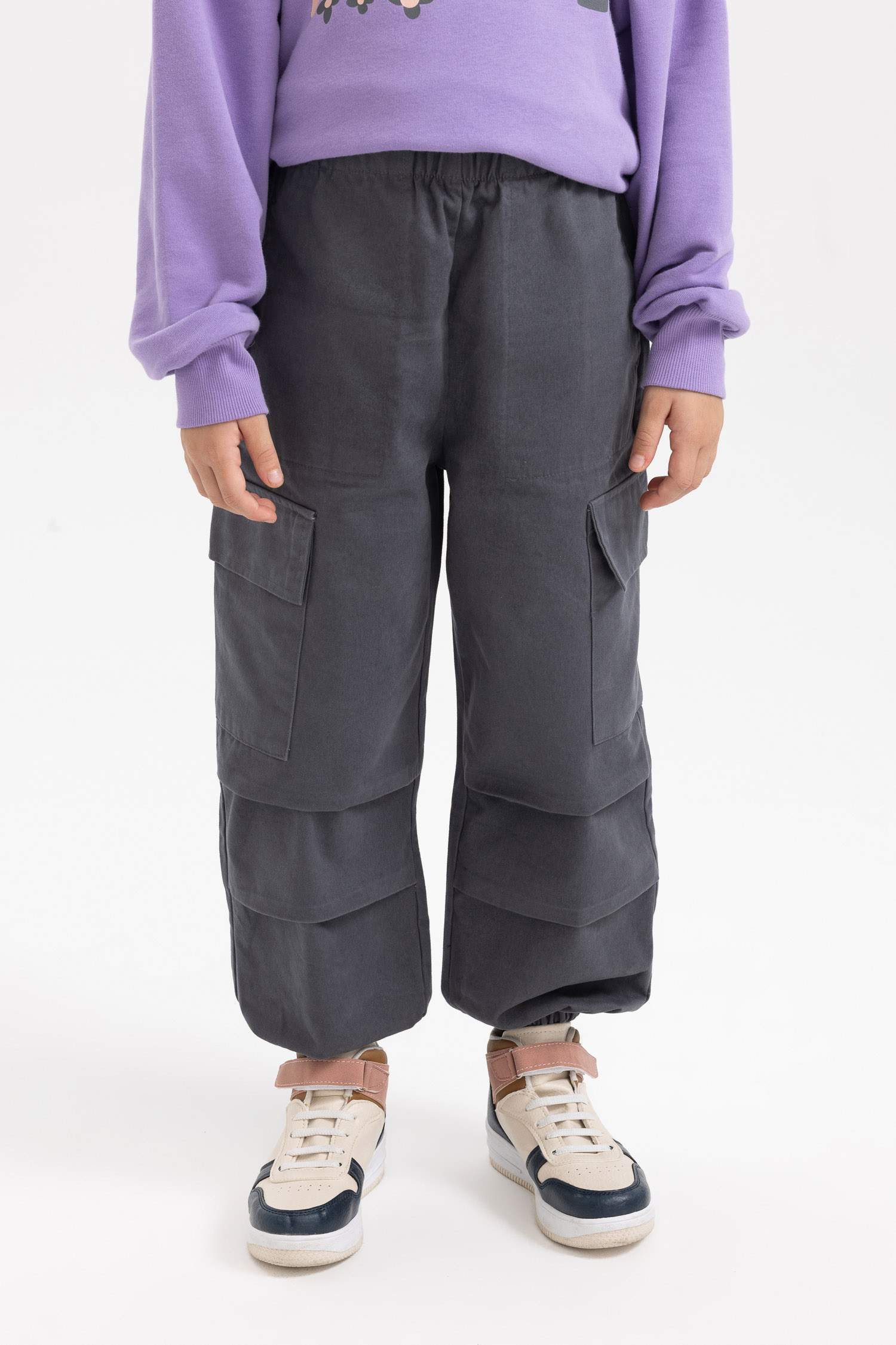 Girl Parachute Cargo Cotton Trousers