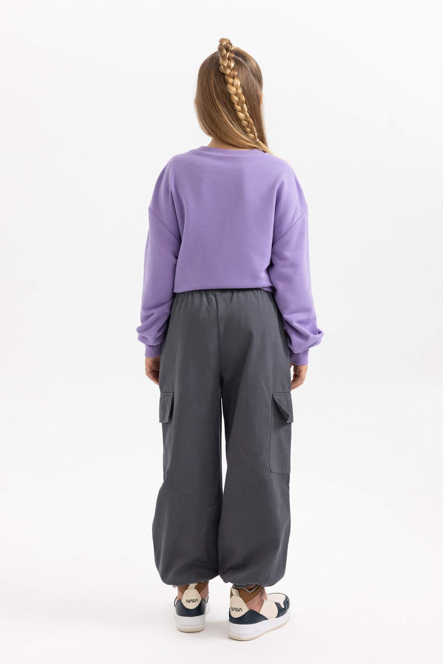 Girl Parachute Cargo Cotton Trousers