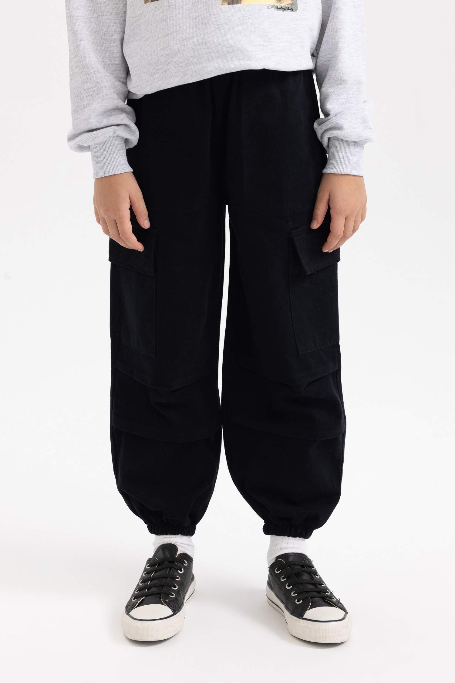 Girl Parachute Cargo Cotton Trousers