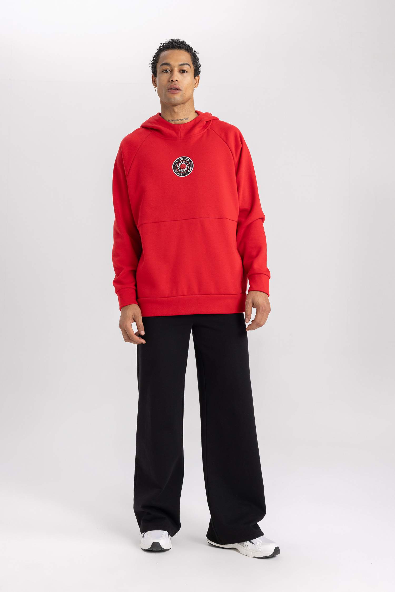 DeFactoFit Oversize Fit Printed Hooded Thick Sweatshirt