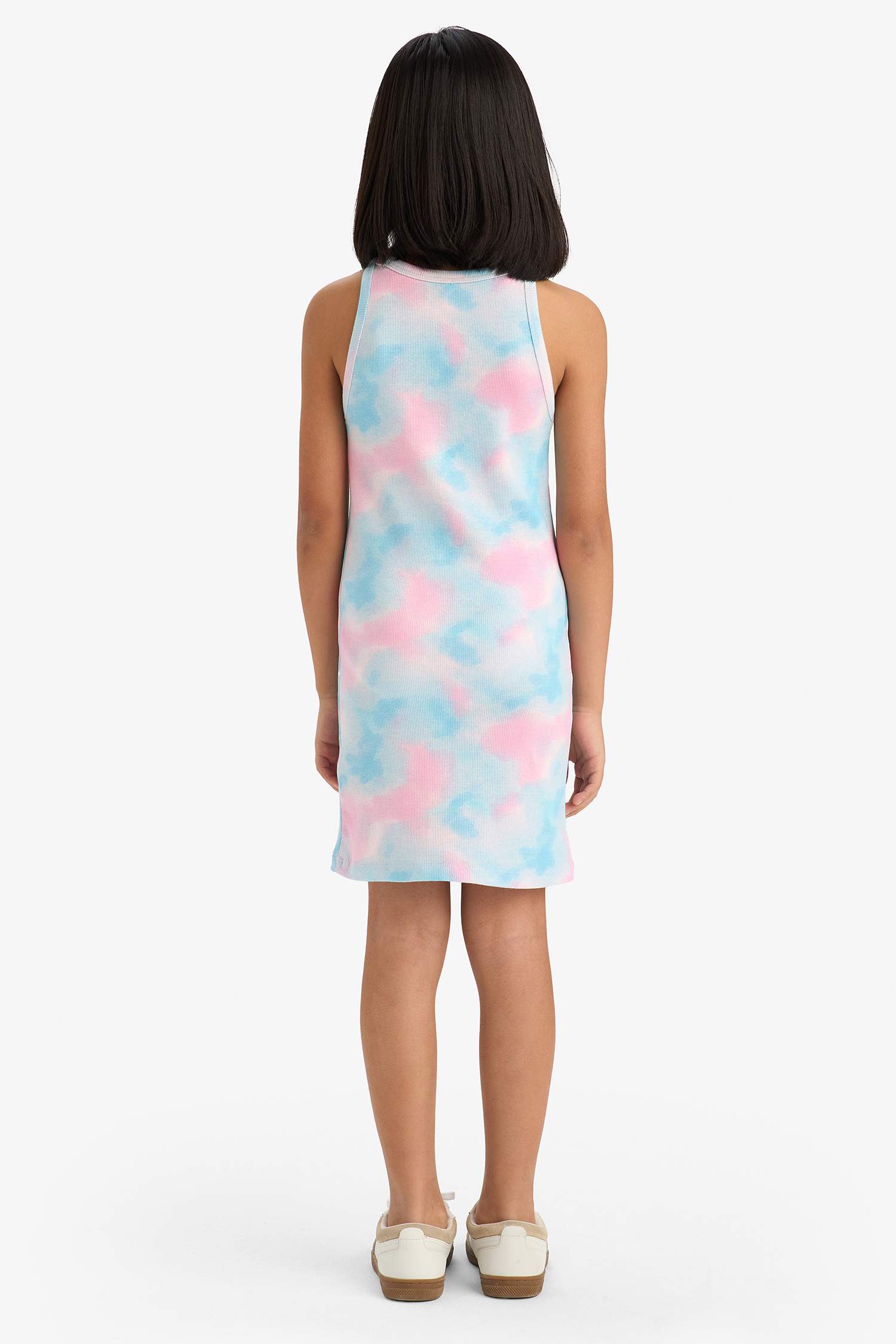 Robe sans manches en tissu côtelé Tie-dye pour fille