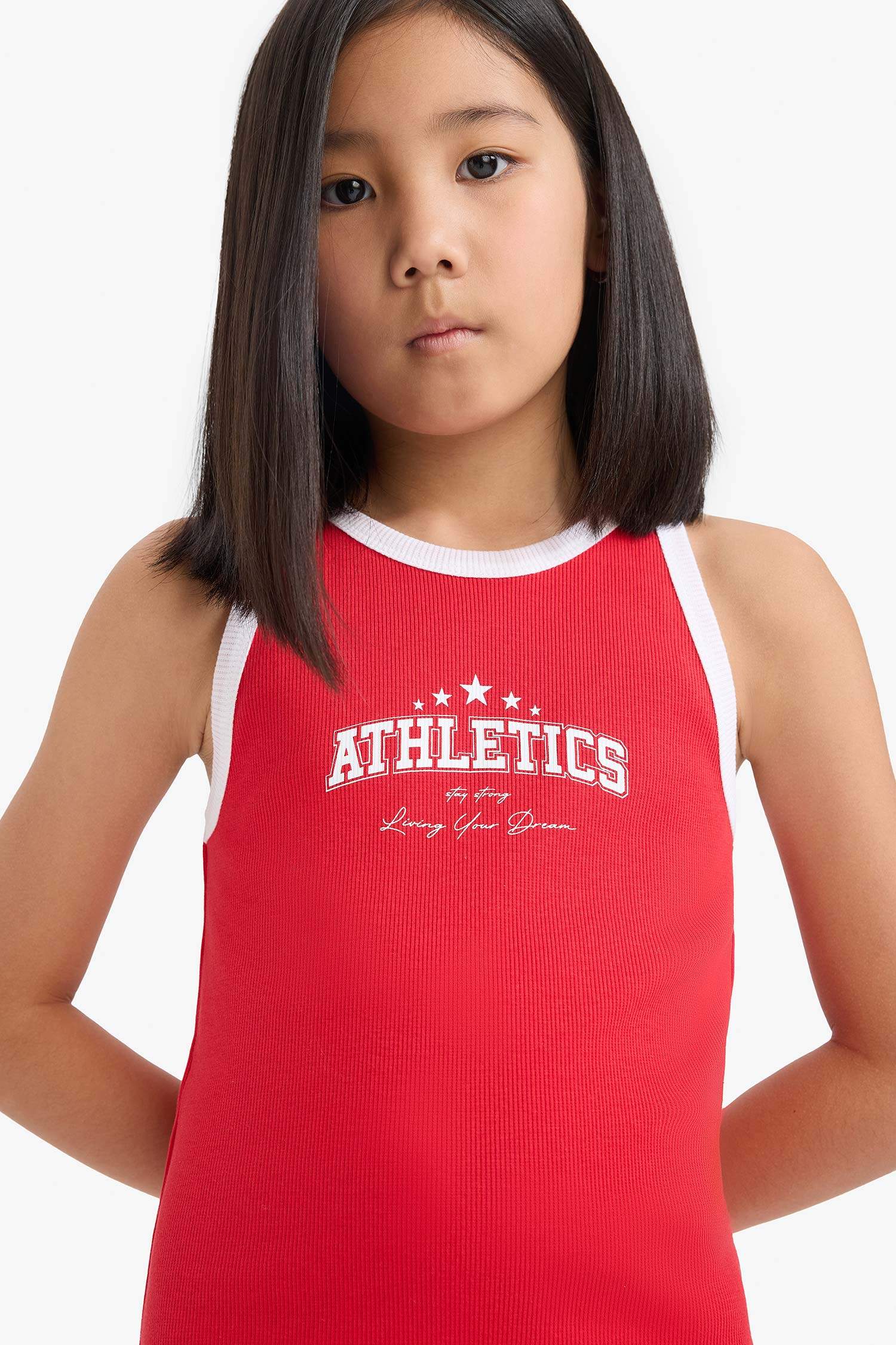 Летнее платье для девочек с принтом, без рукавов и ребристой текстурой