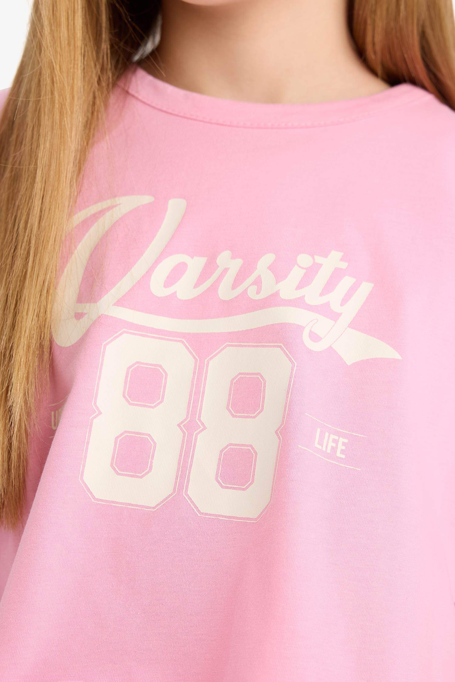 Kız Çocuk 2'li Takım Bisiklet Yaka Tişört Fitilli Kaşkorse Elbise 