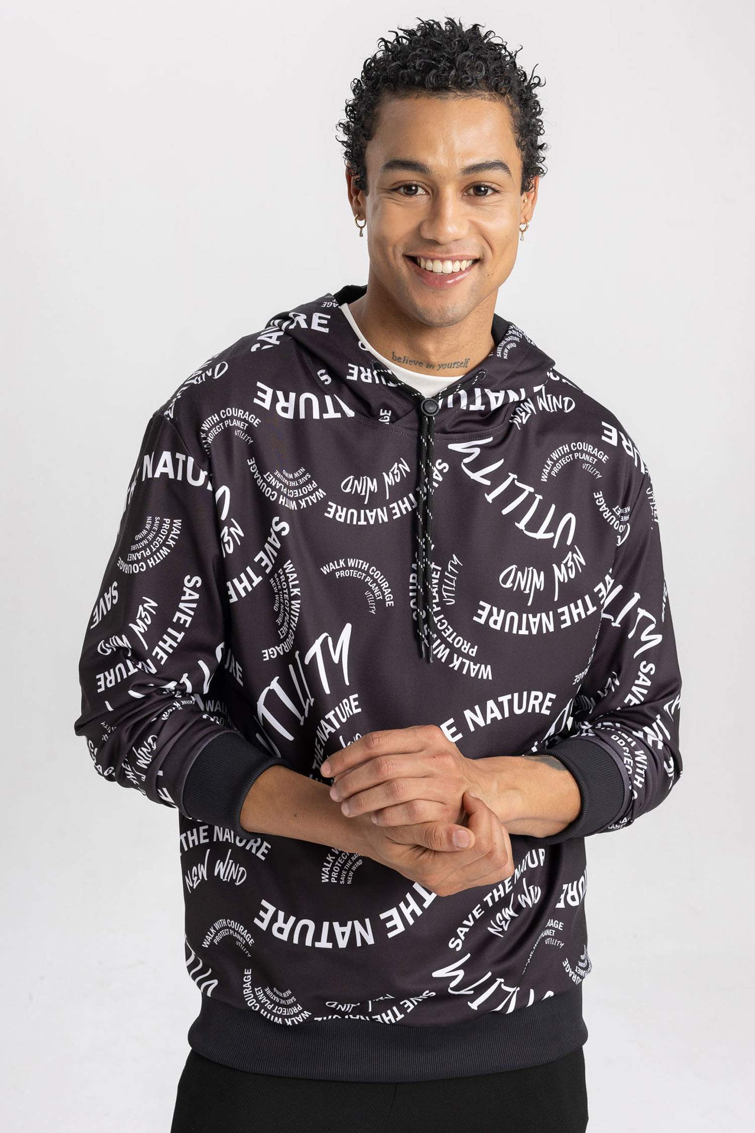 DeFactoFit Standard Fit Hooded Scuba Fabric Sports Sweatshirt