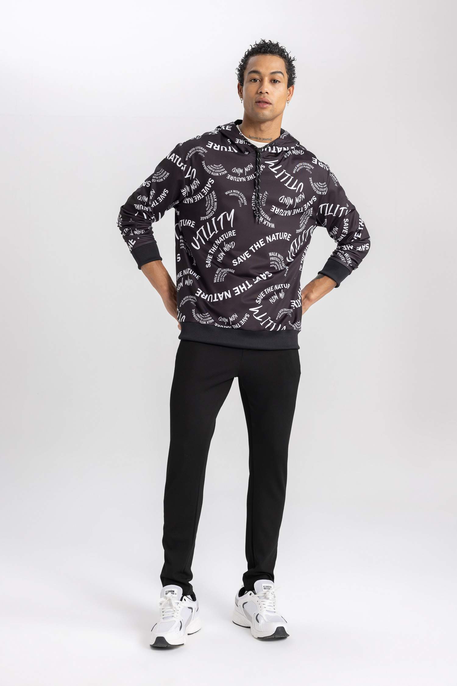 DeFactoFit Standard Fit Hooded Scuba Fabric Sports Sweatshirt