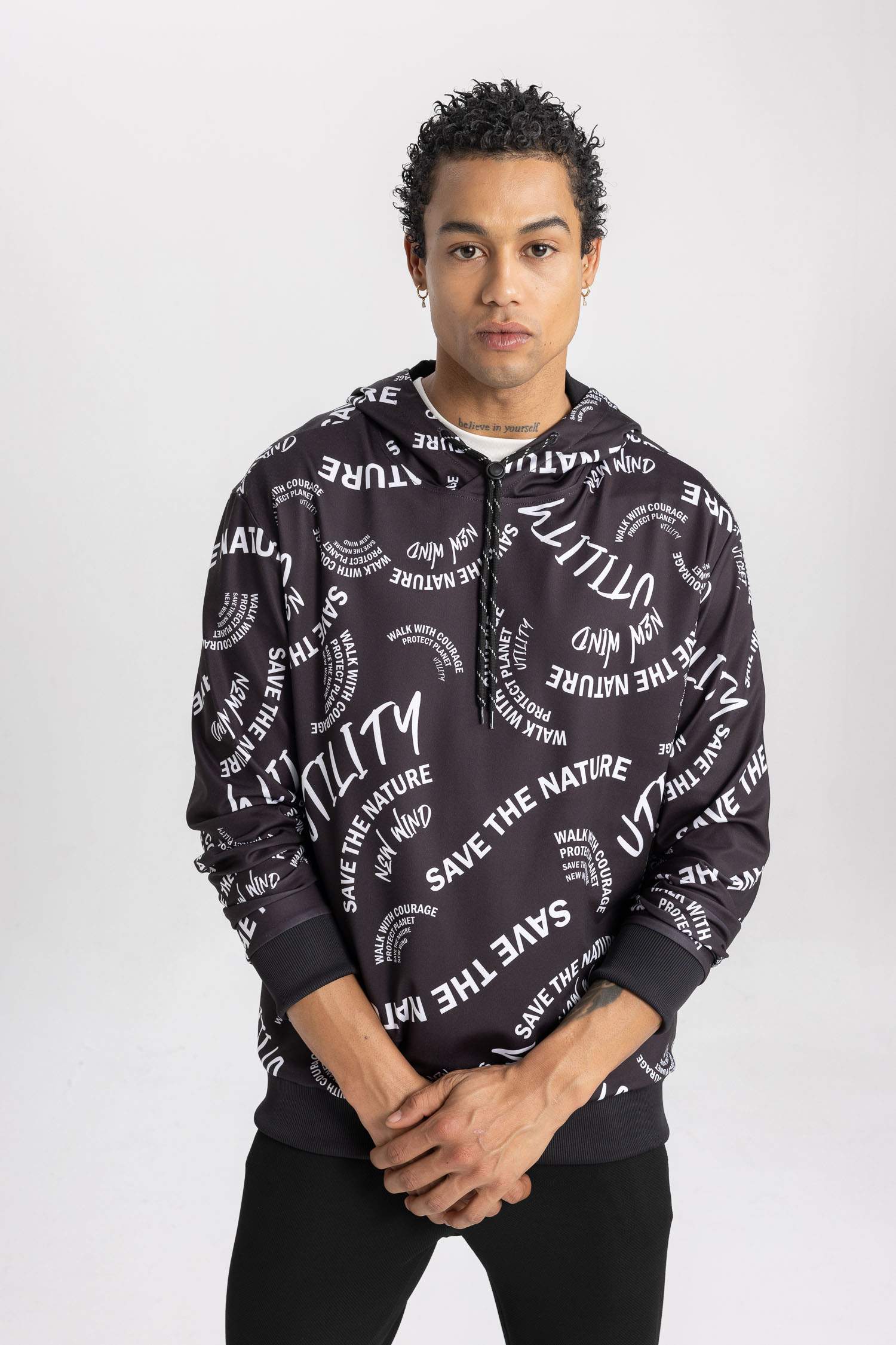 DeFactoFit Standard Fit Hooded Scuba Fabric Sports Sweatshirt