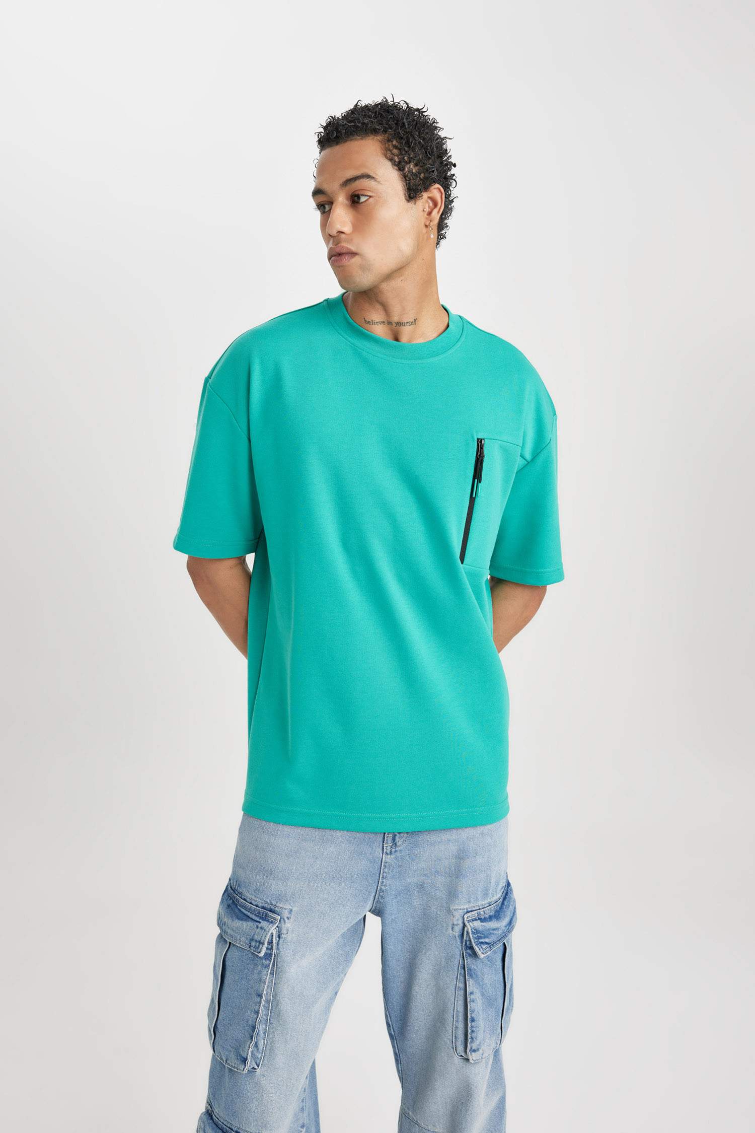 DeFactoFit Oversize Fit Crew Neck Printed T-Shirt