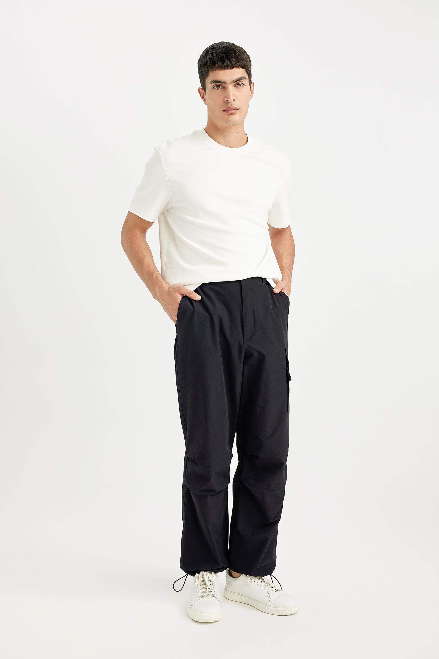 Yazlık Pantolon Relax Fit Rahat Kesim Kargo Cepli Beli Paçası Lastikli