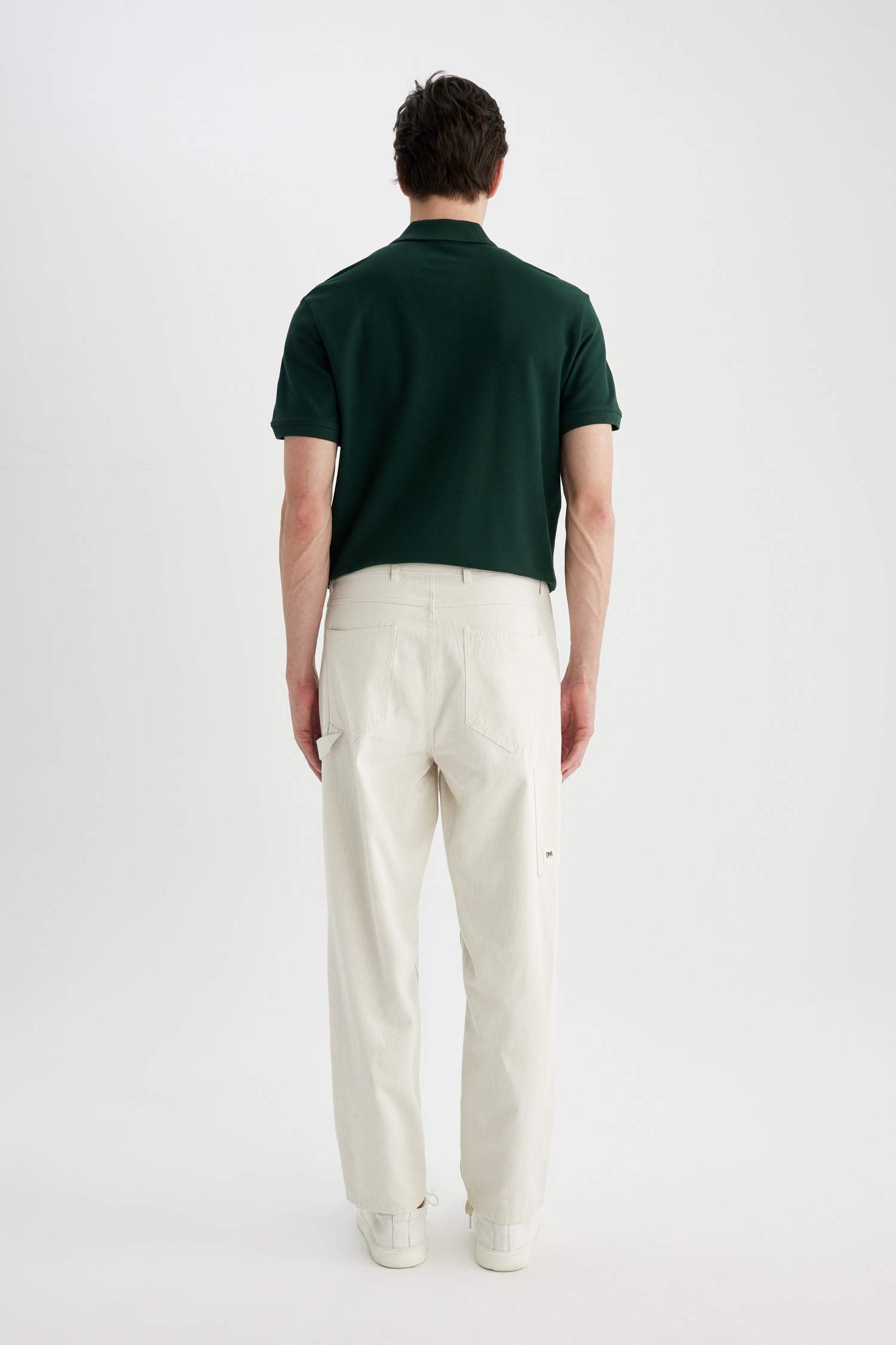 Pantalon Coupe Relax à Jambe Droite en lin mélangé