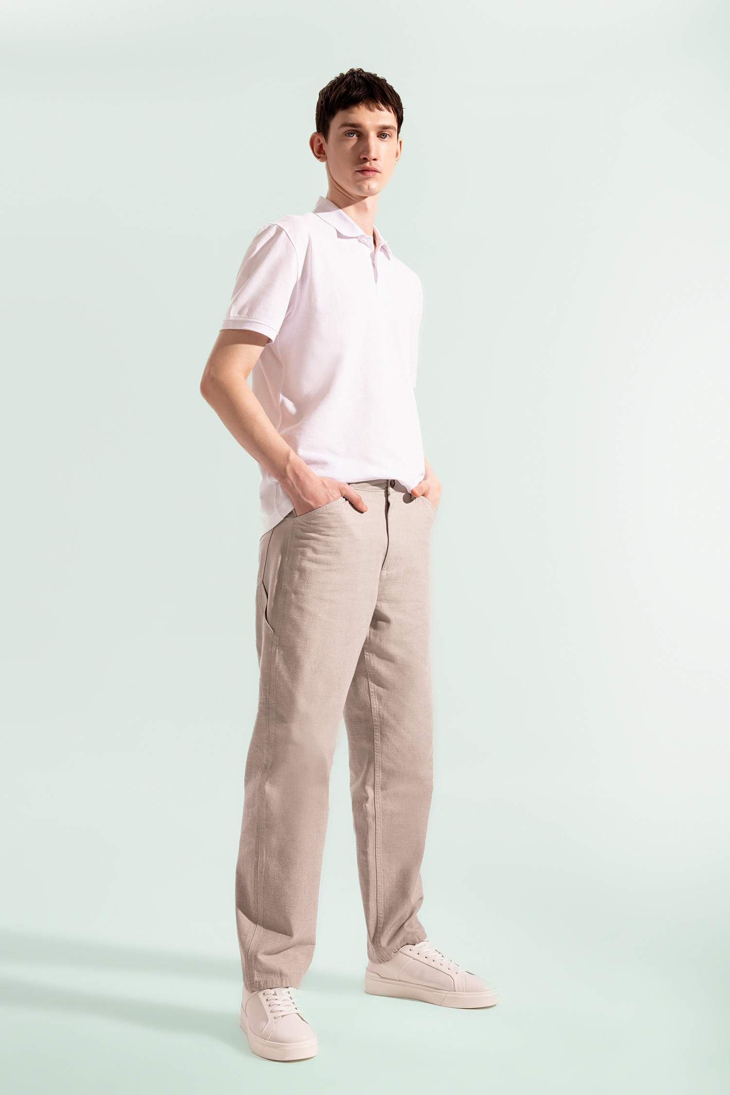 Relax Fit Rahat Kesim Yazlık Pantolon Keten Karışımlı Cepli Düz Paça