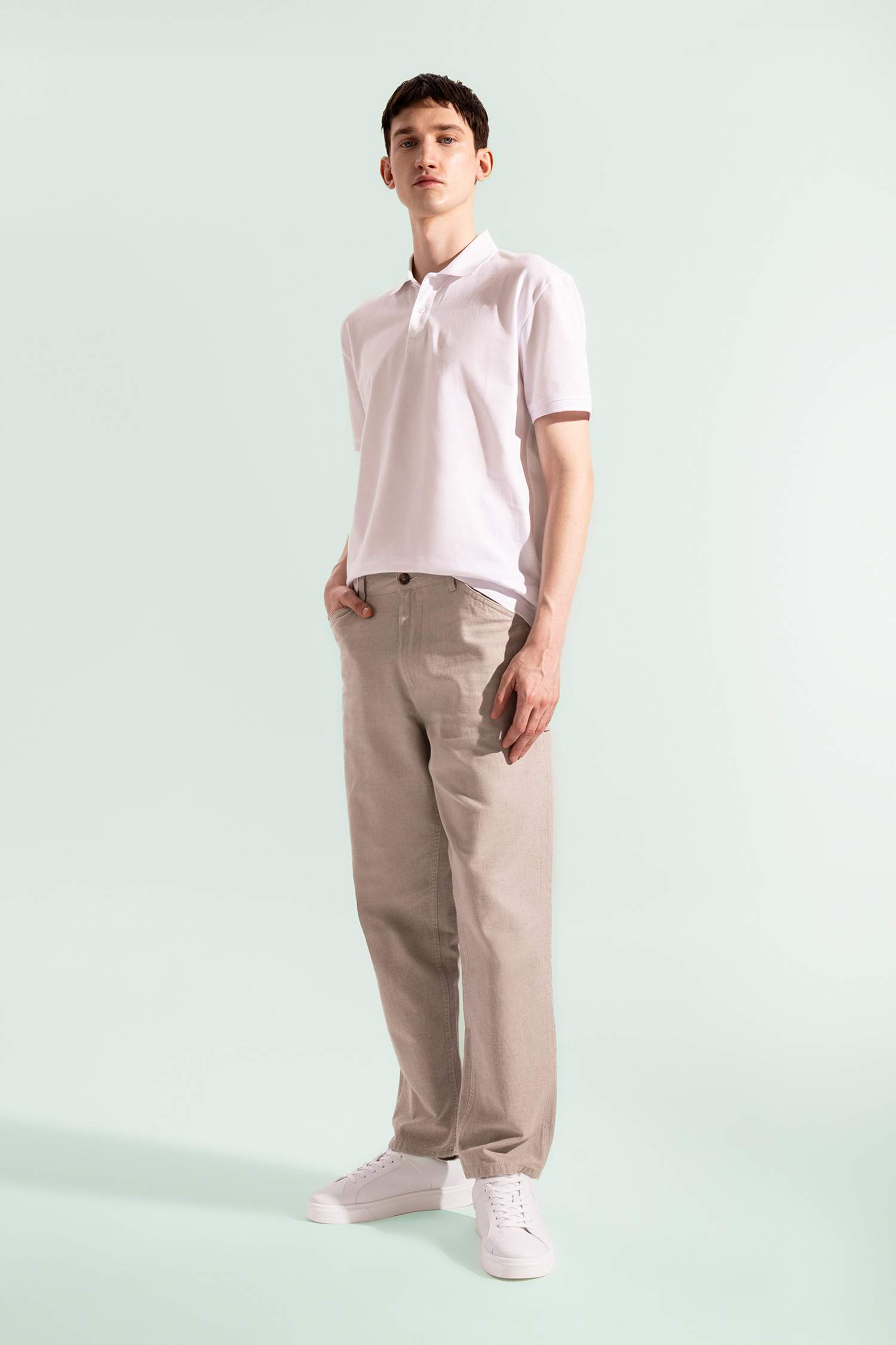 Relax Fit Rahat Kesim Yazlık Pantolon Keten Karışımlı Cepli Düz Paça