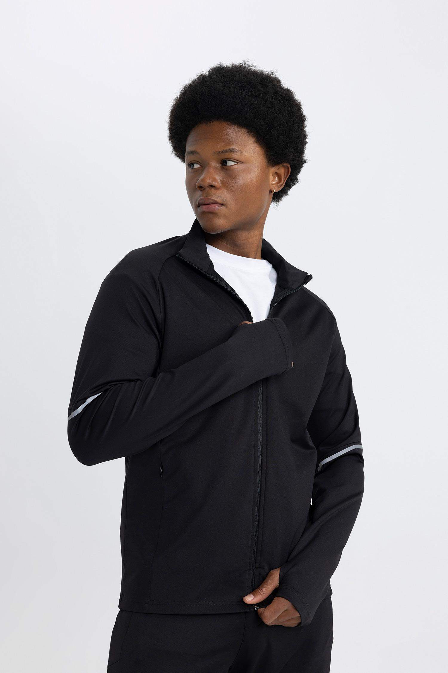 DeFactoFit Slim Fit Zippered Skuba Diving Fabric Cardigan