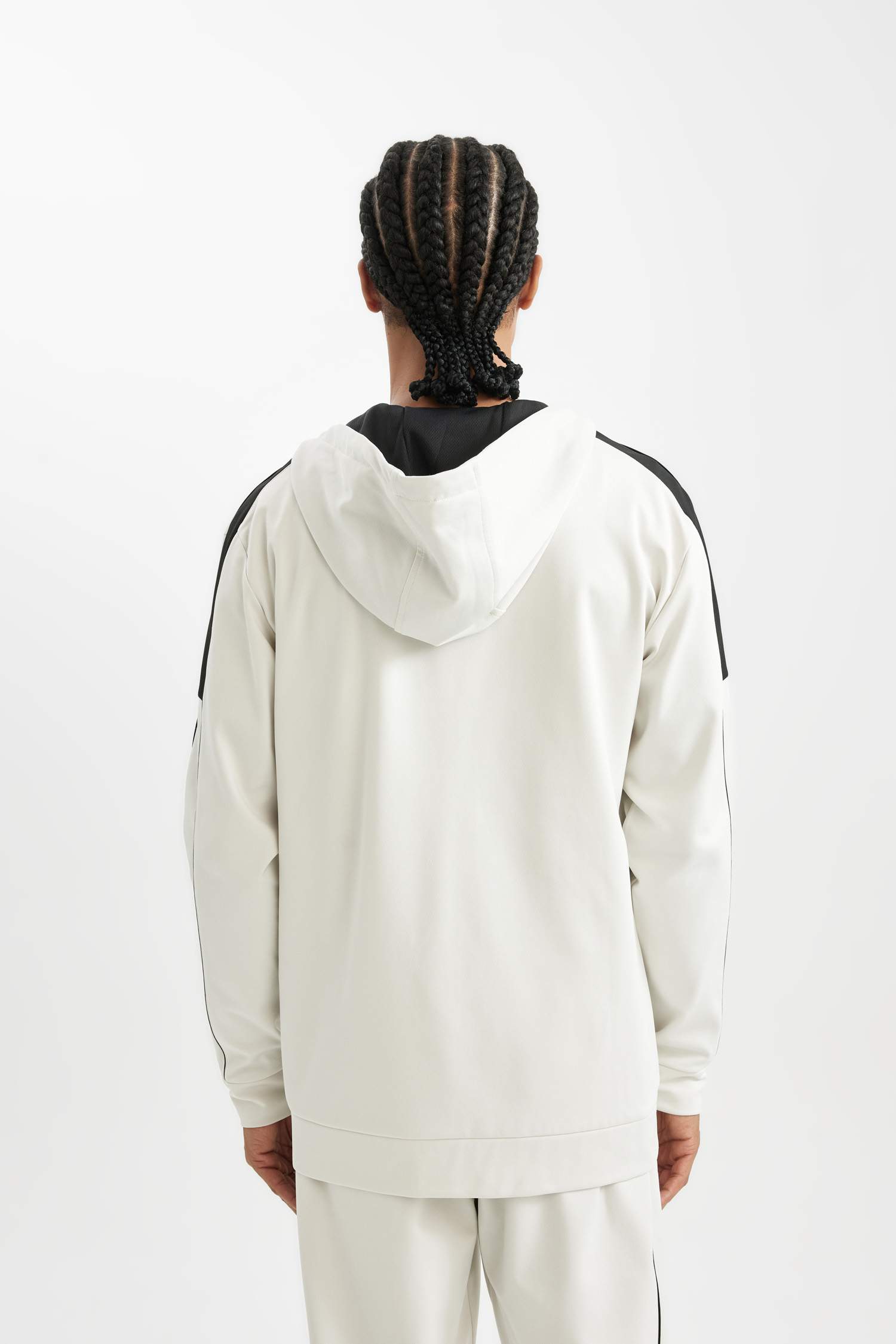 DeFactoFit Standart Fit Normal Kesim Skuba Dalgıç Kumaş Kapüşonlu Sporcu Fermuarlı Sweatshirt