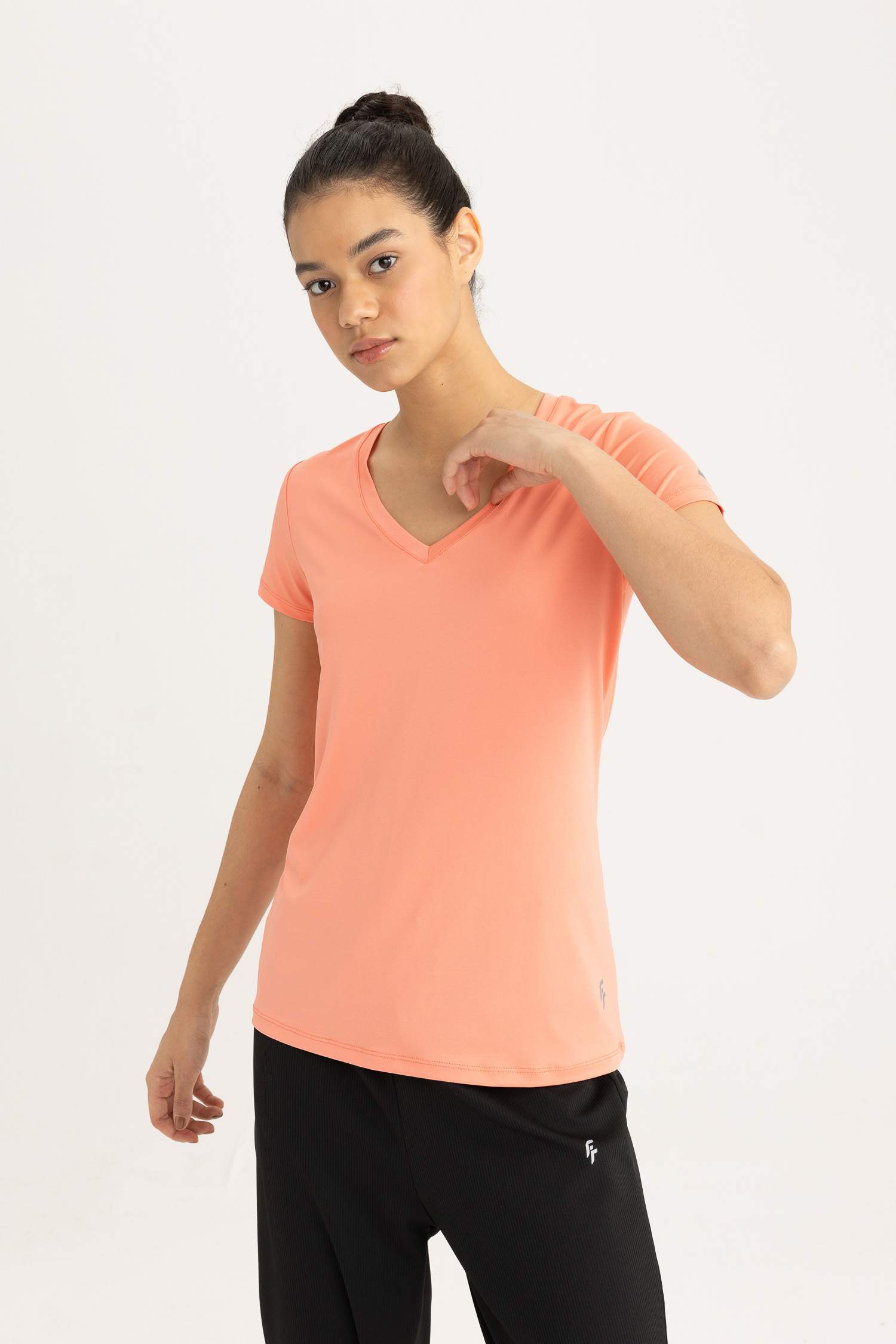 DeFactoFit Standard Fit V-Neck Heavy Fabric Sports T-Shirt