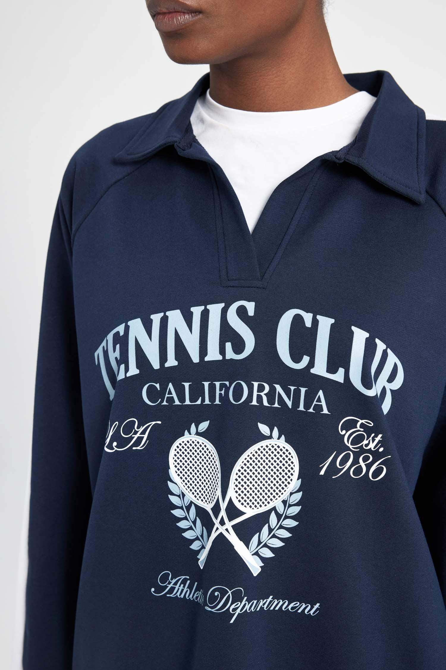 Oversize Geniş Kalıp Polo Yaka Sporcu Sweatshirt