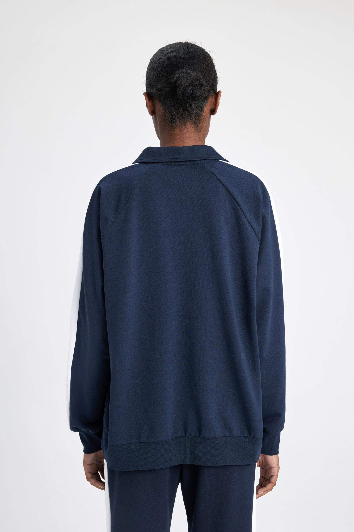 Oversize Geniş Kalıp Polo Yaka Sporcu Sweatshirt