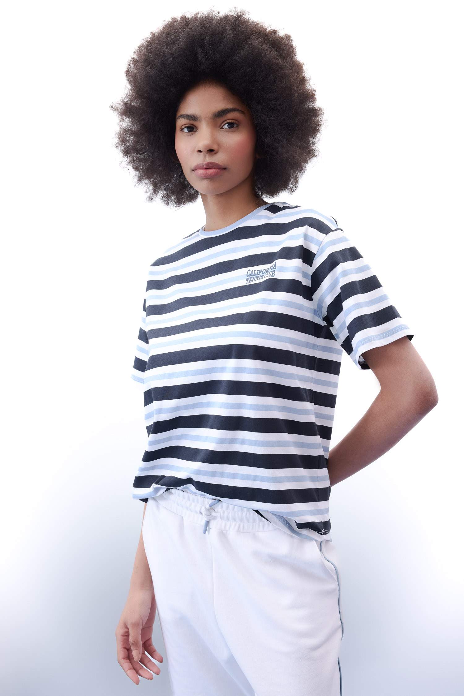 T-Shirt de Sport Coupe Standard Rayé à Col Montant de DeFactofit