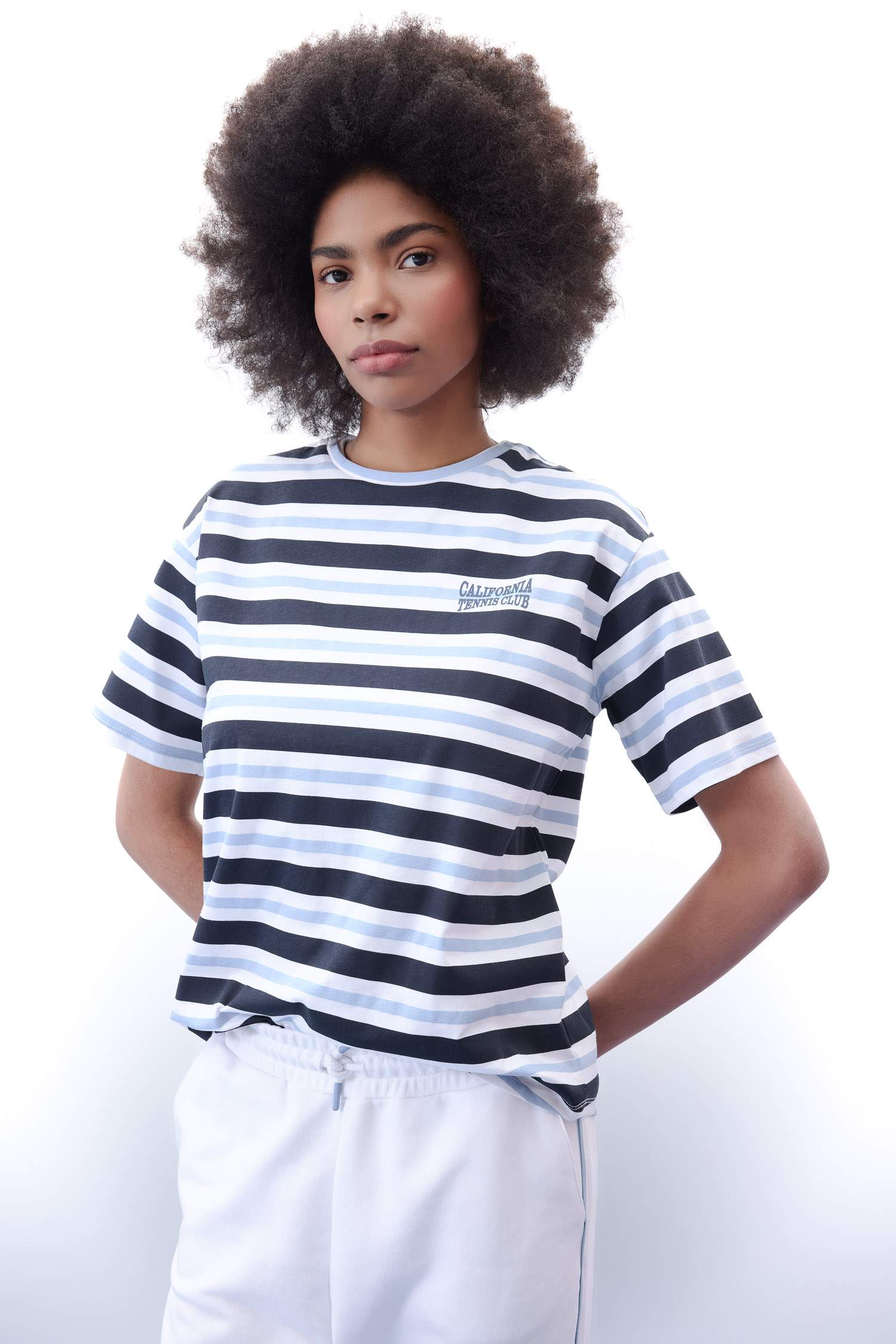 T-Shirt de Sport Coupe Standard Rayé à Col Montant de DeFactofit