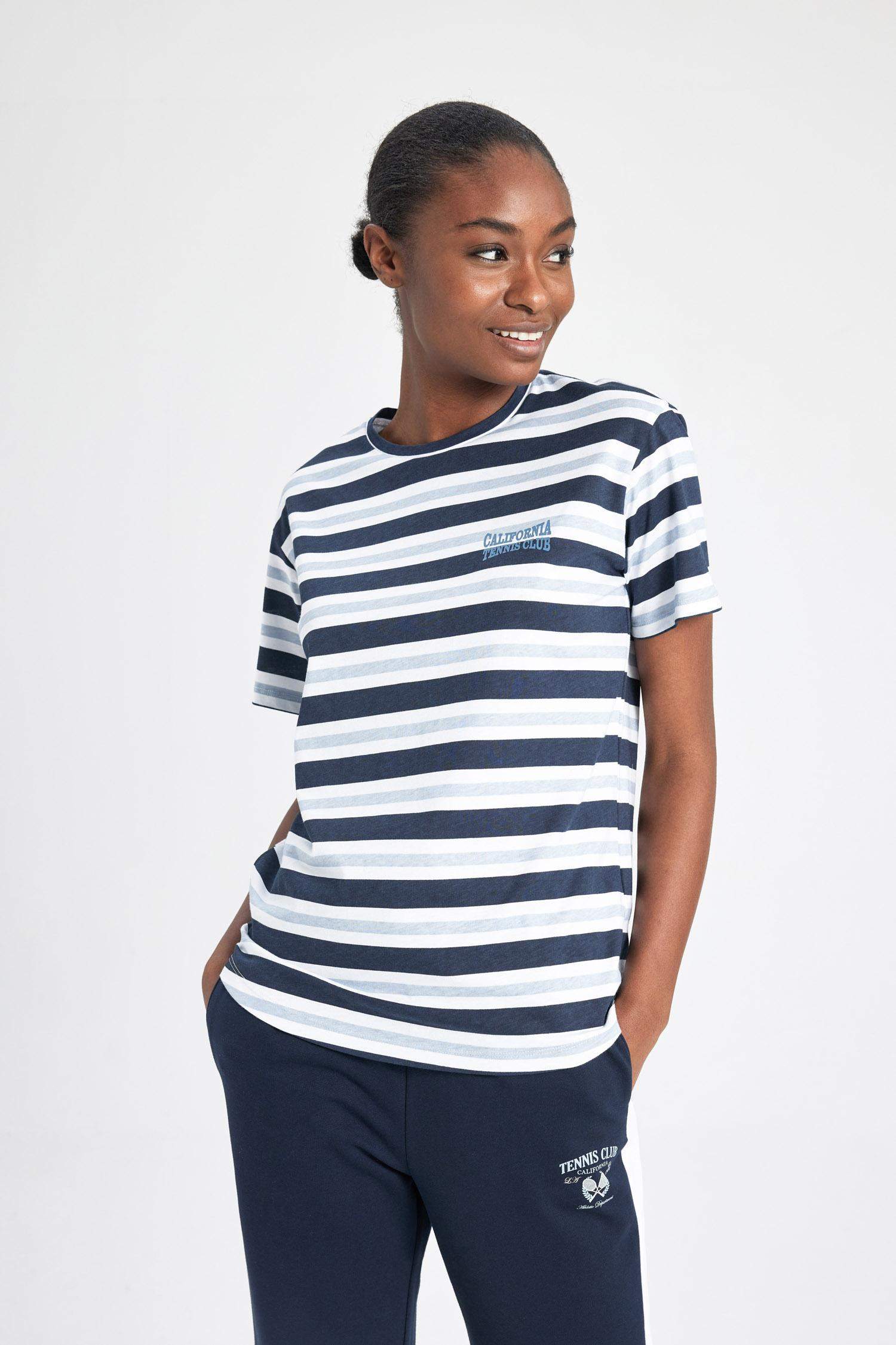 T-Shirt de Sport Coupe Standard Rayé à Col Montant de DeFactofit