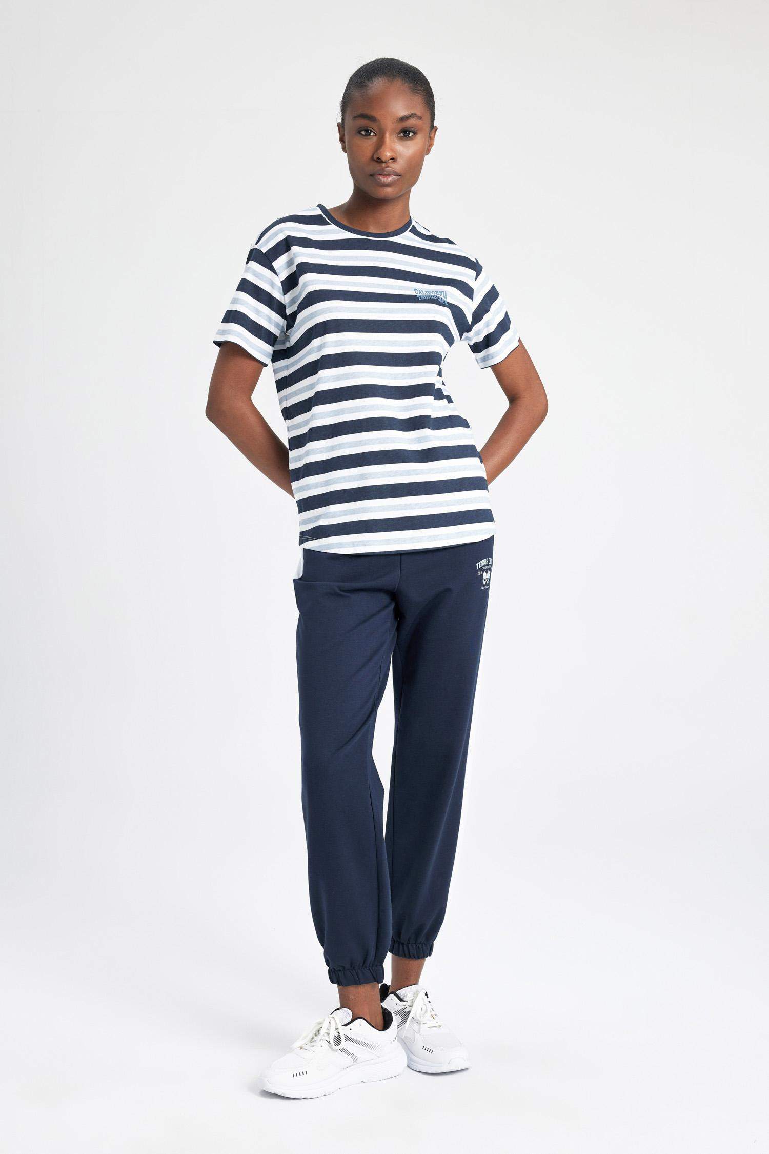 T-Shirt de Sport Coupe Standard Rayé à Col Montant de DeFactofit