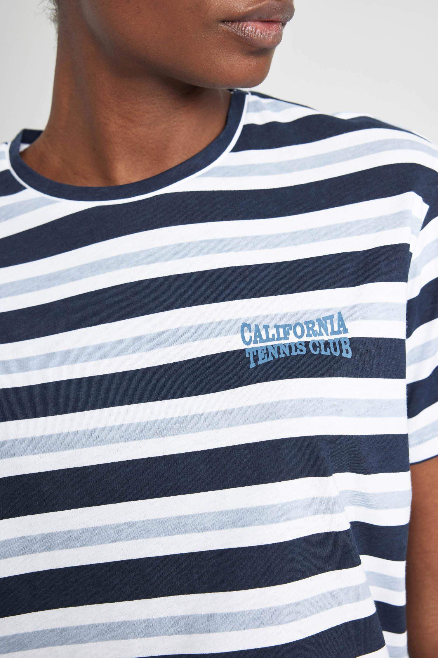 T-Shirt de Sport Coupe Standard Rayé à Col Montant de DeFactofit