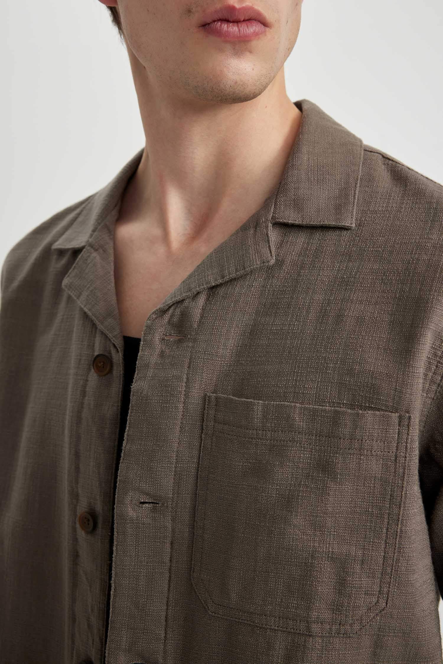 قميص قطن قصة عادية بياخة عالية