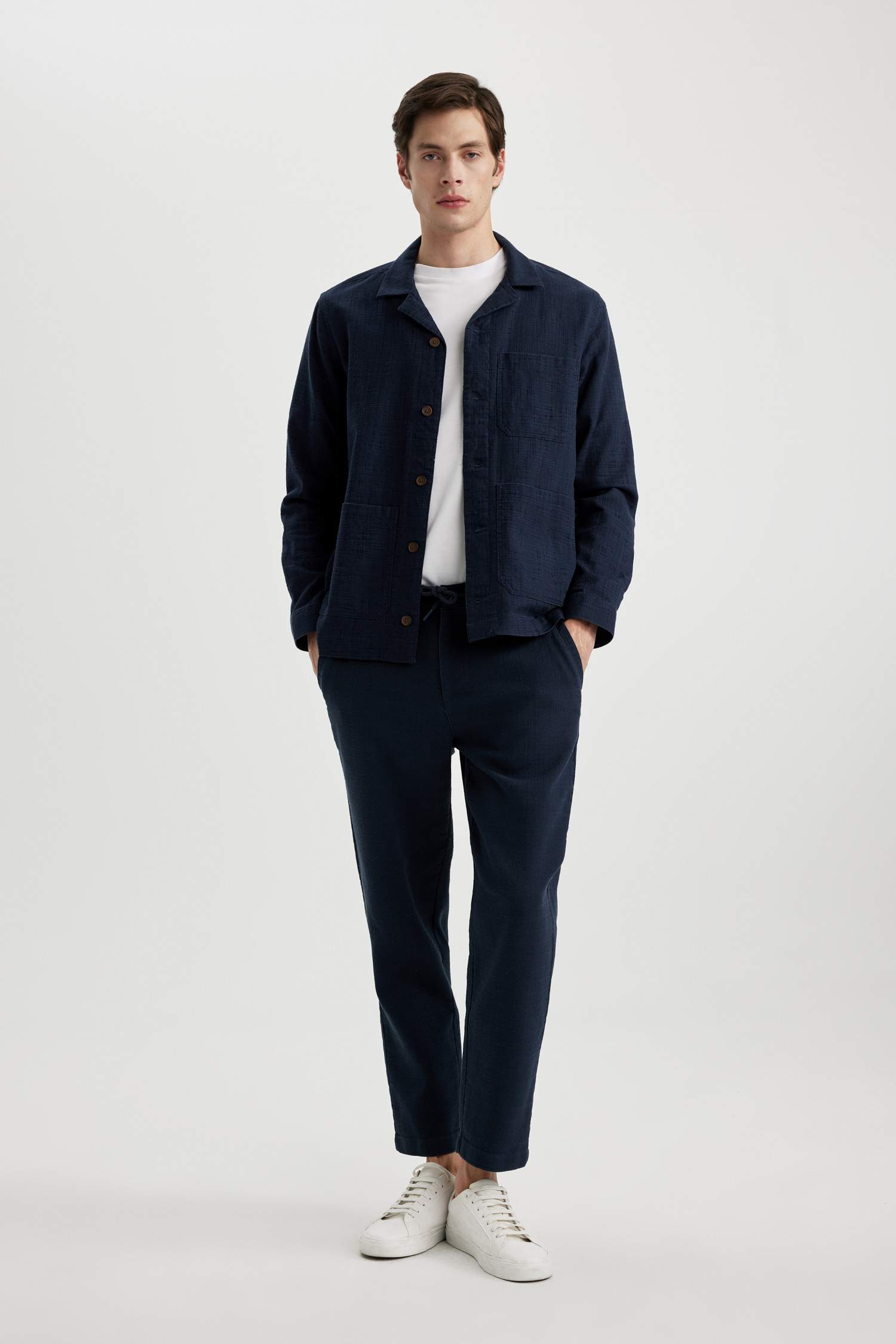 Regular Fit Apache Neck Cotton Overshirt