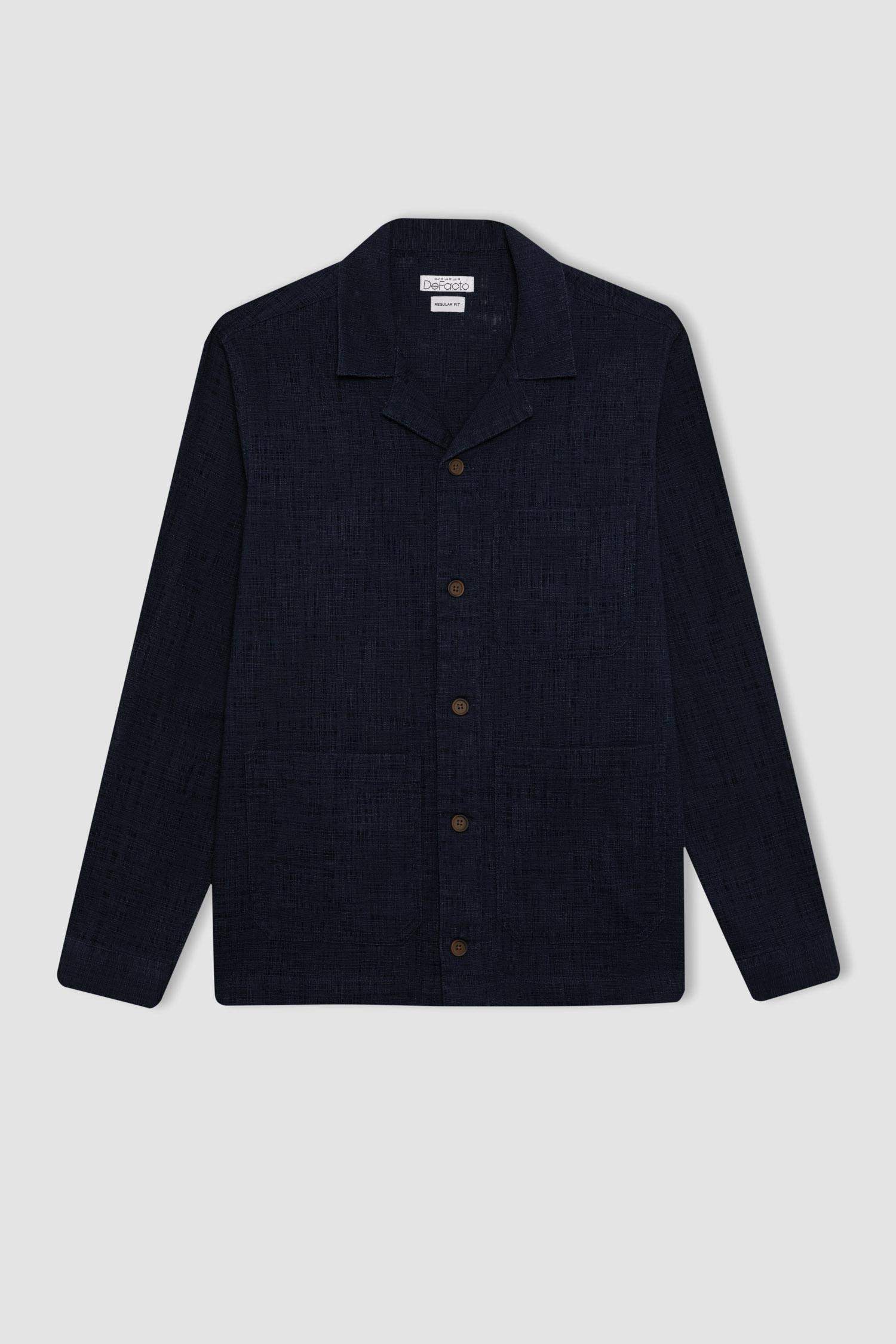 قميص قطن قصة عادية بياخة عالية