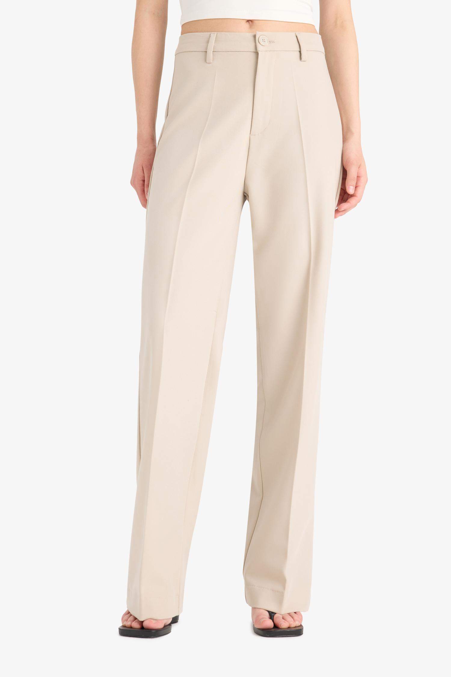 Straight Fit High Waist Standard Length Trousers