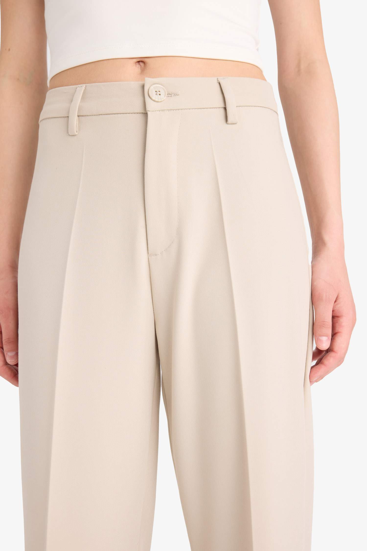Straight Fit High Waist Standard Length Trousers
