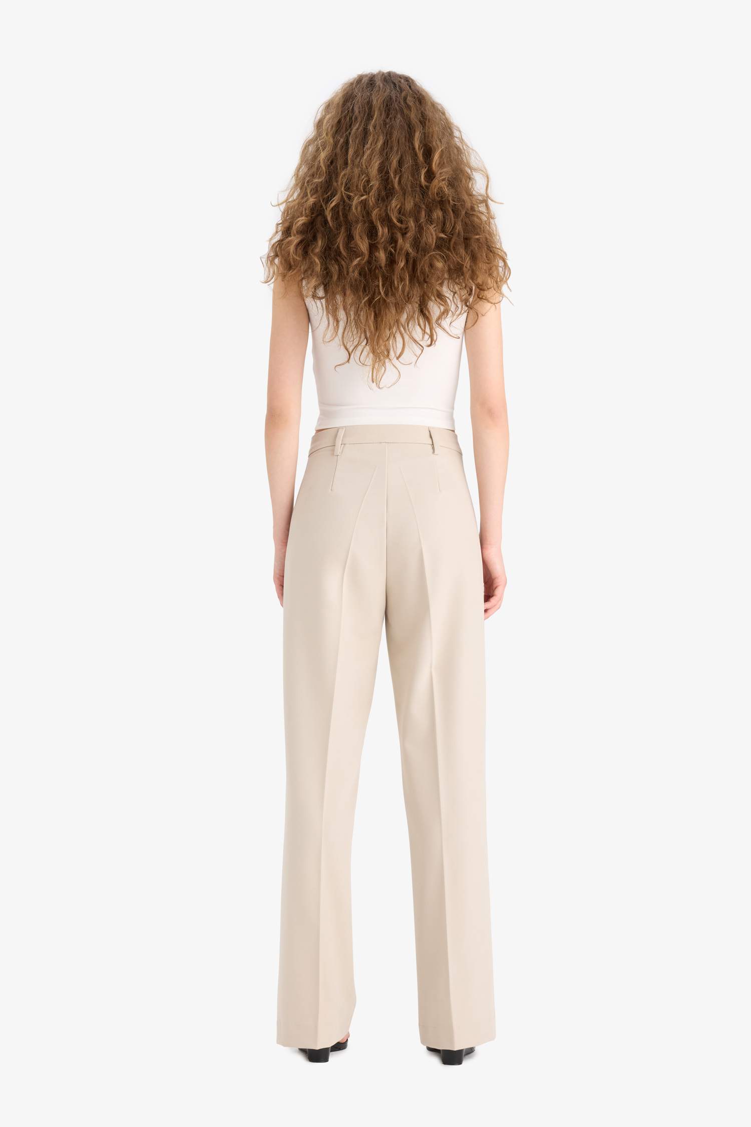 Straight Fit High Waist Standard Length Trousers