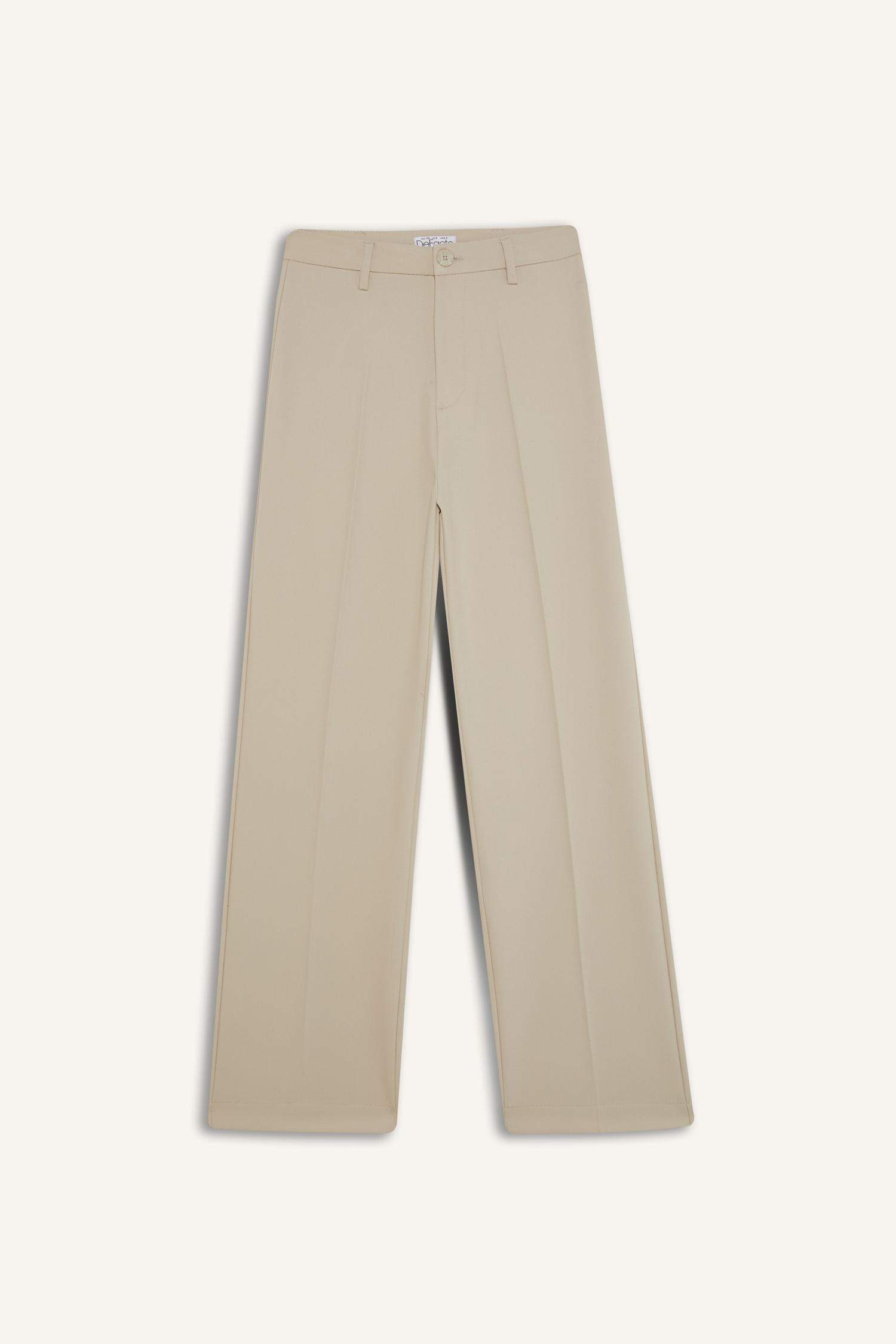 Straight Fit High Waist Standard Length Trousers