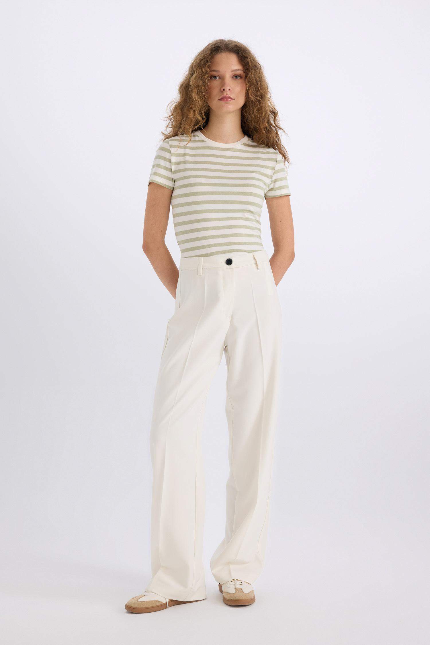Wide Leg High Waist Standard Length Trousers